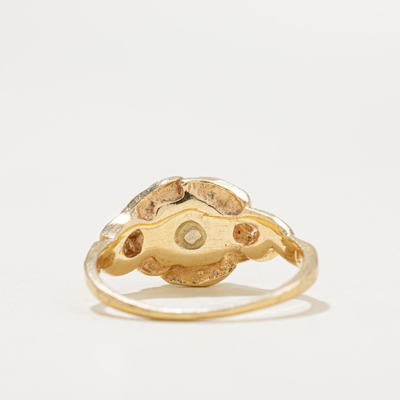 Retro Solitaire Diamond Nuggety Floral Ring | 0.30ct | SZ 6.5