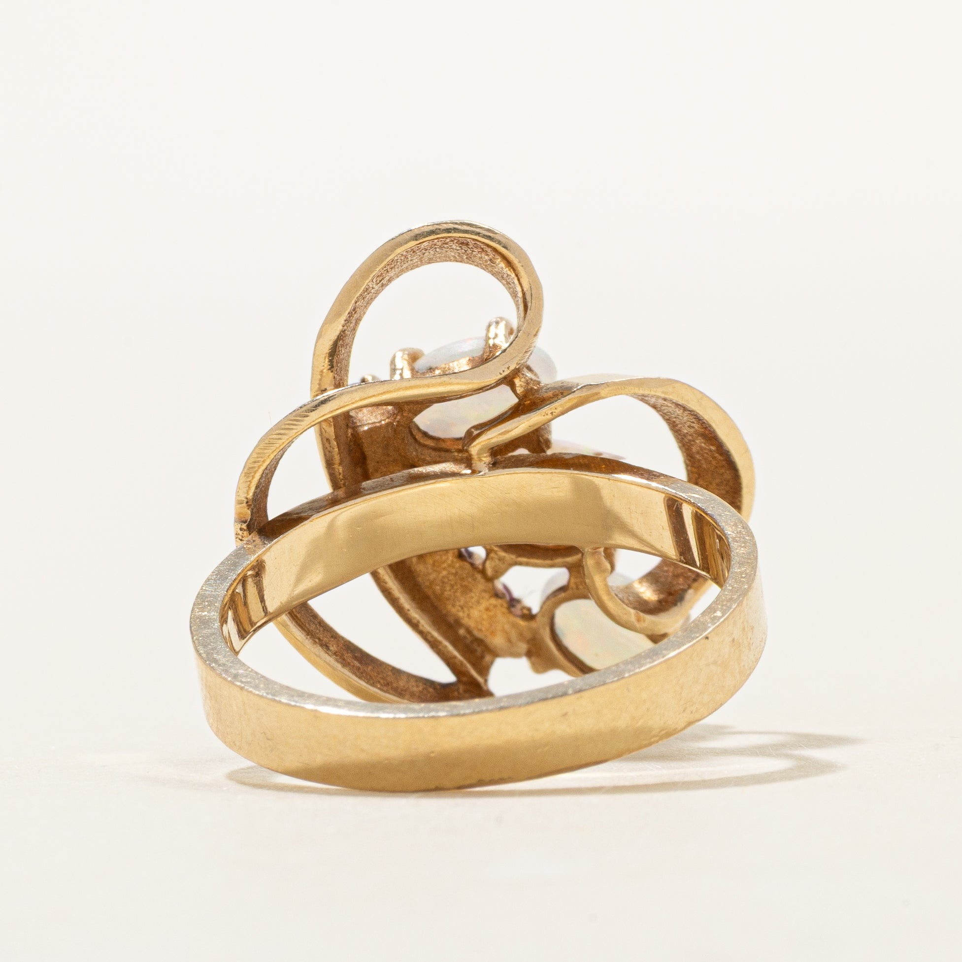 Cabochon Opal & Garnet Abstract Ring | 0.51ctw, 0.08ctw | SZ 6.75