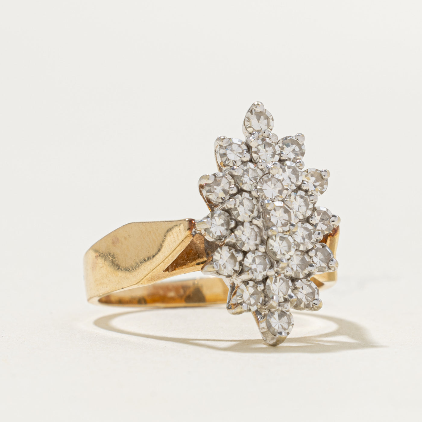 14k Diamond Cluster Marquise Cocktail Ring | 0.64ctw | SZ 7
