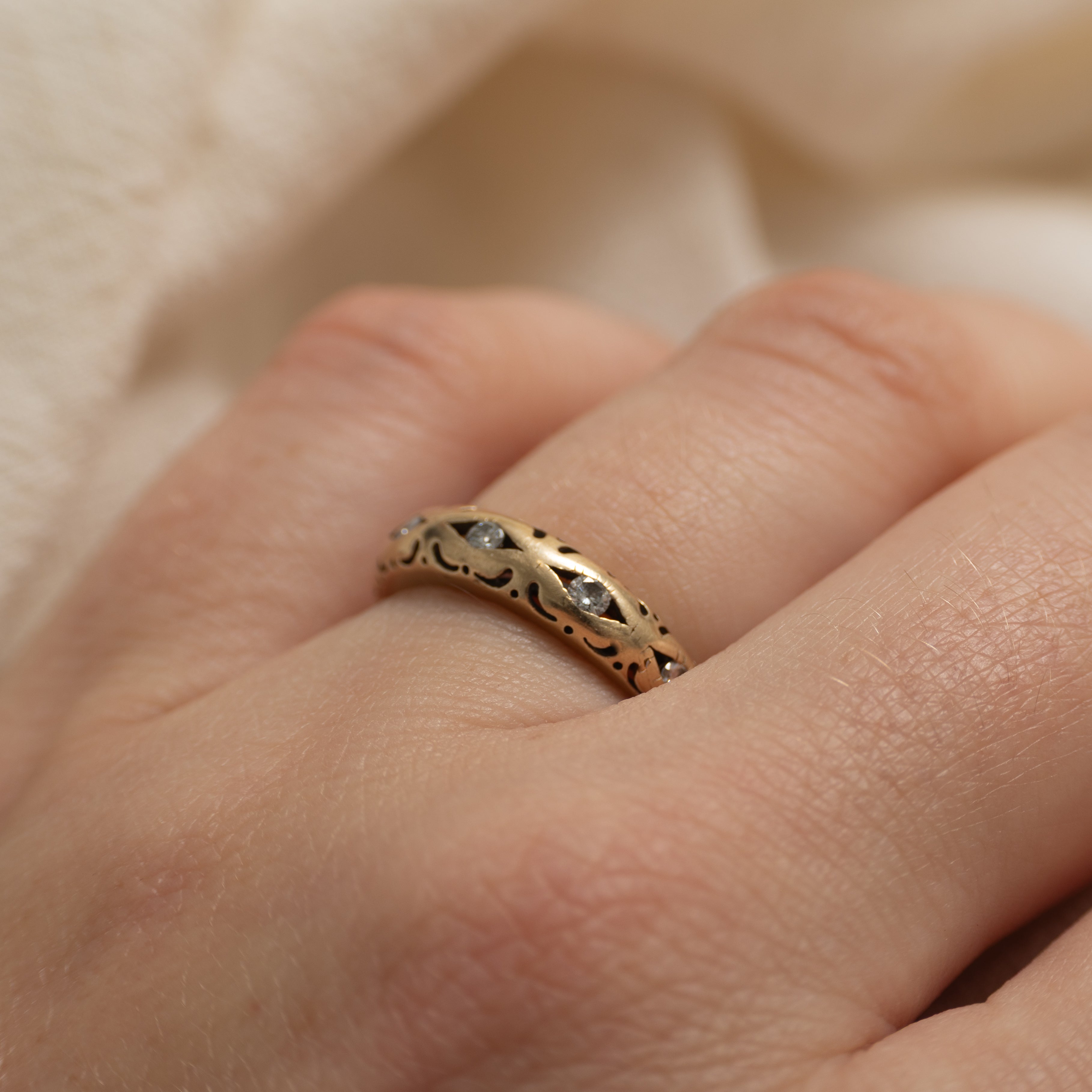 Five Stone Diamond Perforated Ring | SZ 5