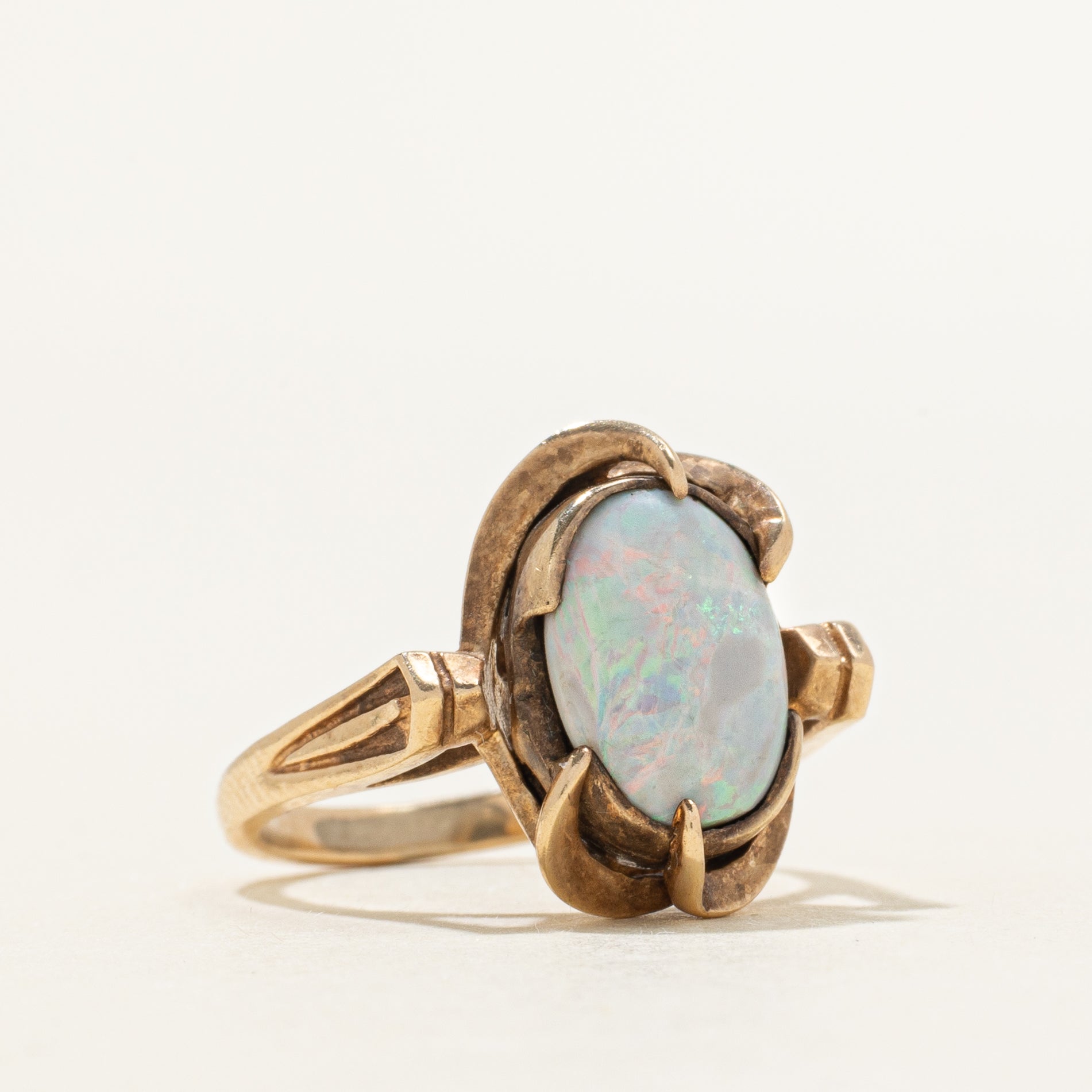 Oval Cabochon Opal Textured Ring | 1.57ct