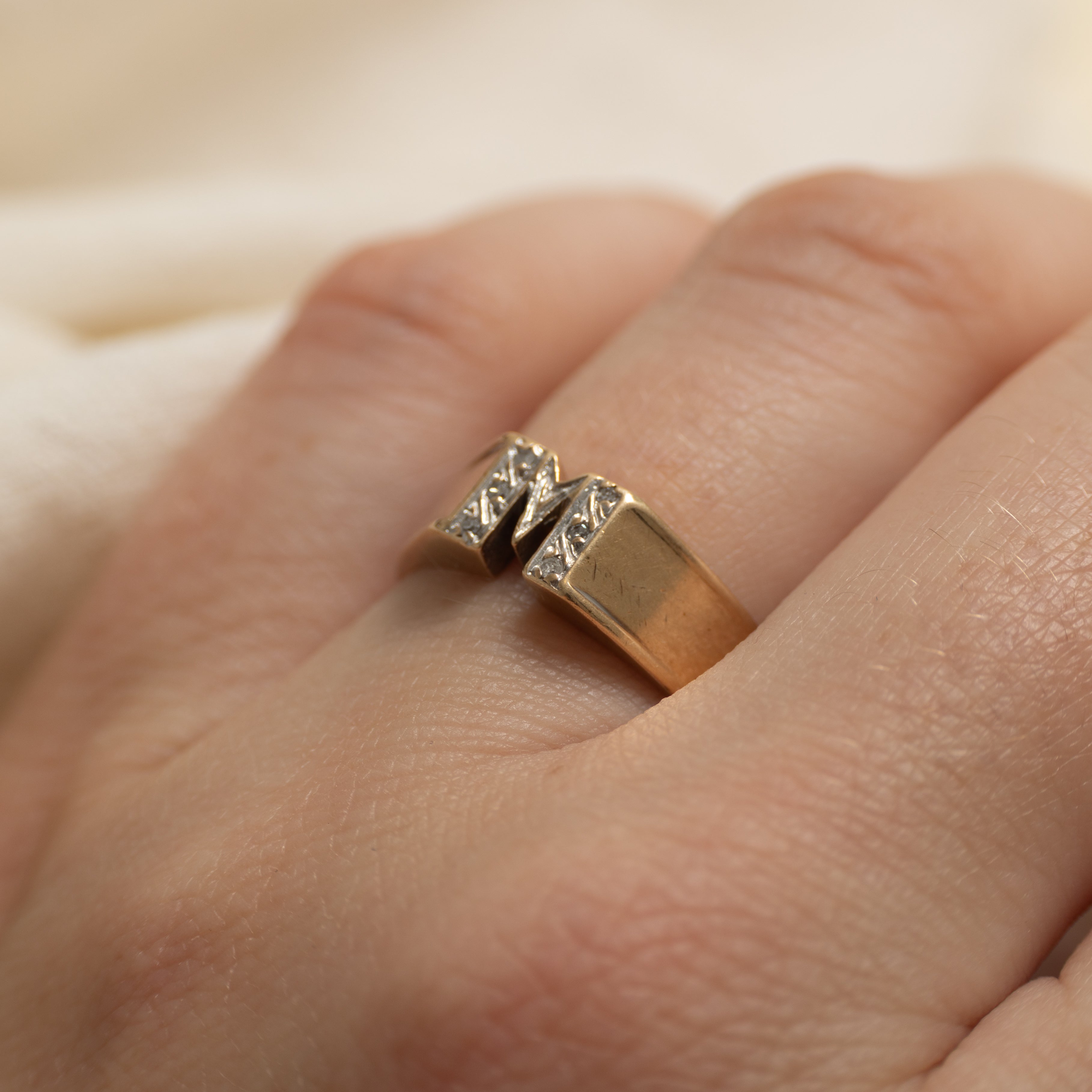 Diamond Accent "M" Initial Ring | SZ 5.75
