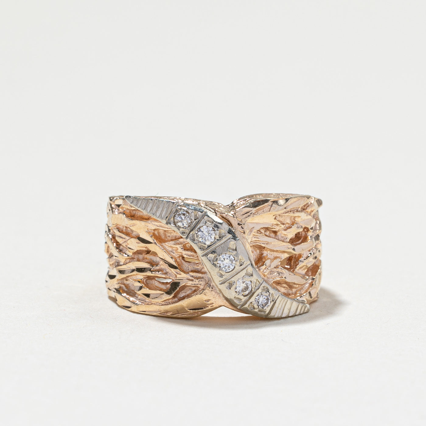 Textured Diamond Wide Ring | 0.10ctw | SZ 6.25 |