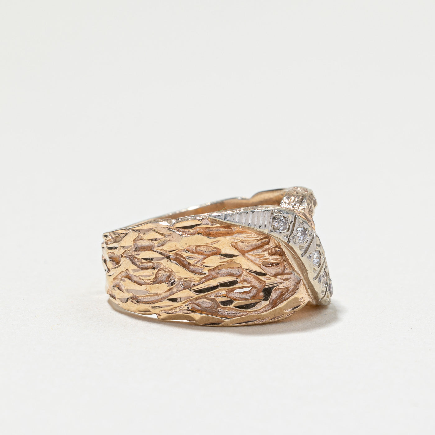 Textured Diamond Wide Ring | 0.10ctw | SZ 6.25 |