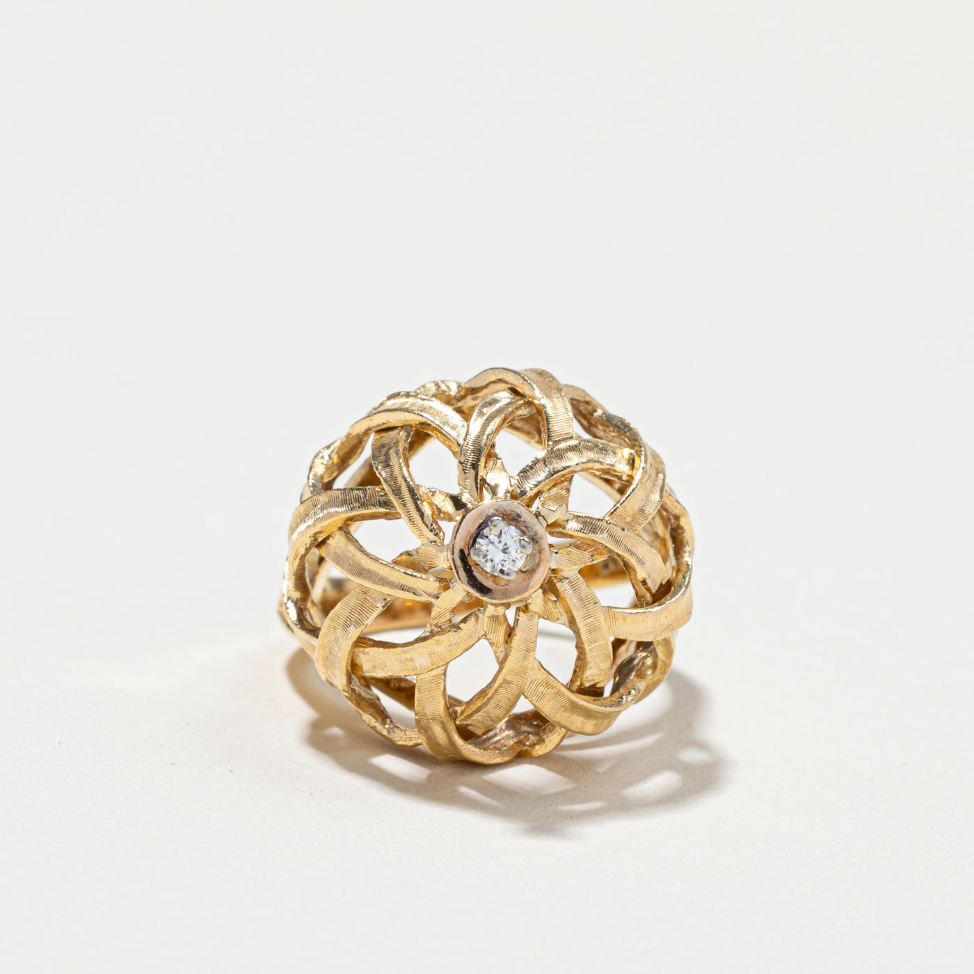 Solitaire Diamond Textured Dome Ring | 0.04ct | SZ 5.5 |