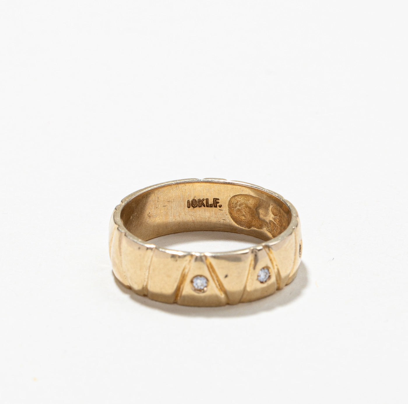 Flush Set Diamond Textured Band | 0.03ctw | SZ 6.75 |