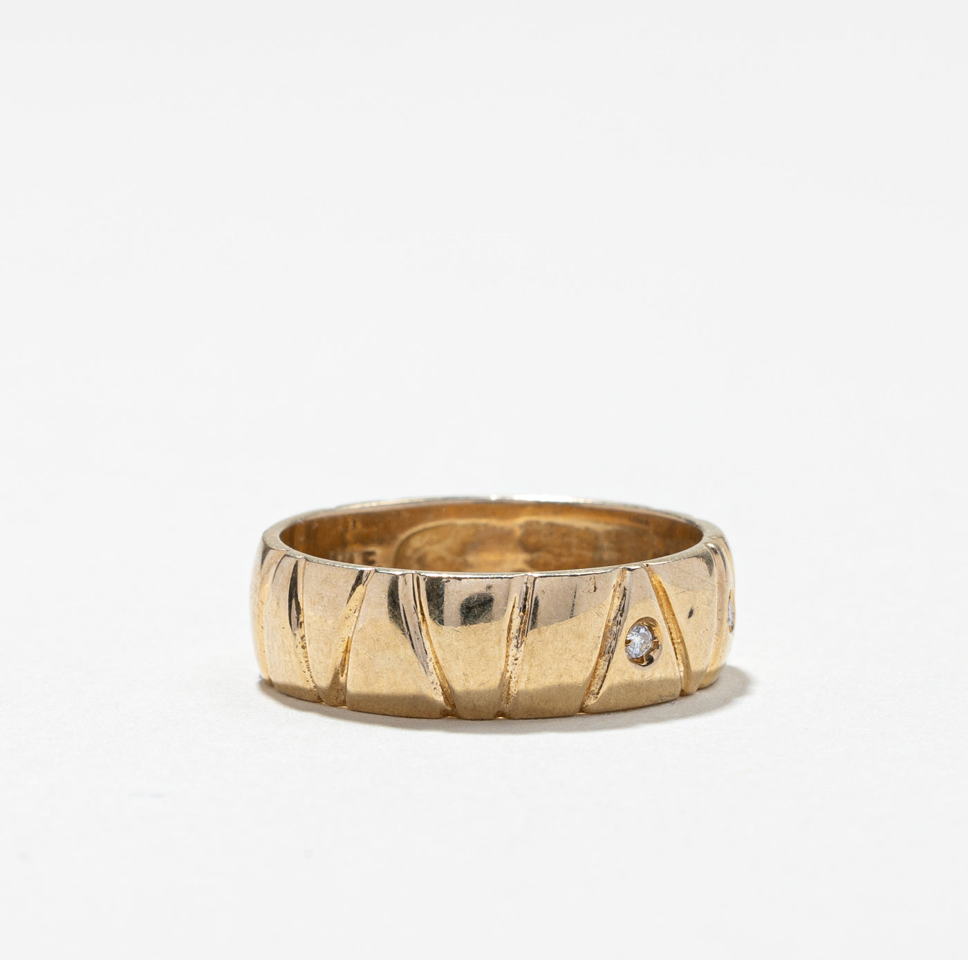 Flush Set Diamond Textured Band | 0.03ctw | SZ 6.75 |