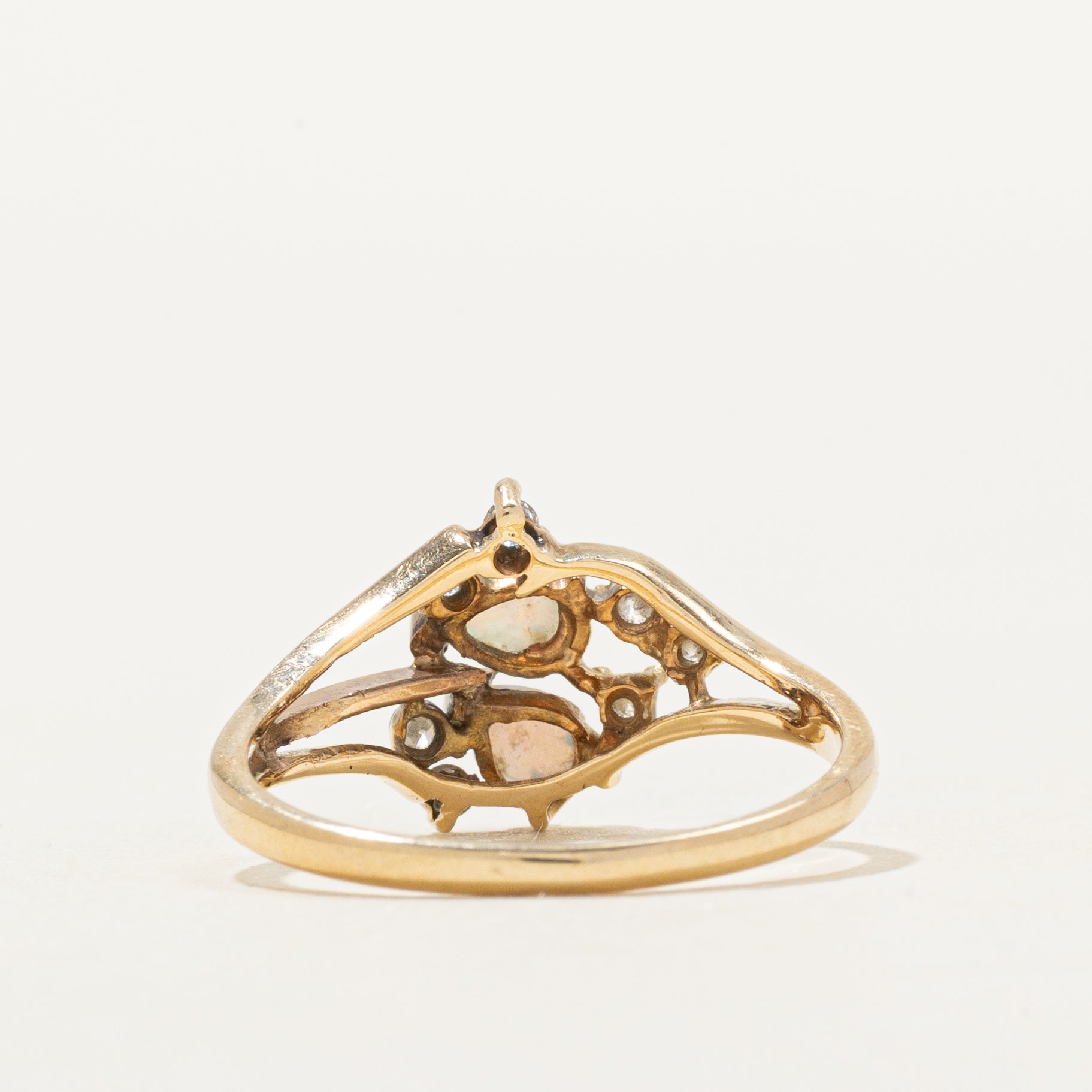 Scattered Opal & Diamond Openwork Ring | 0.08ctw, 0.07ctw | SZ 5.25