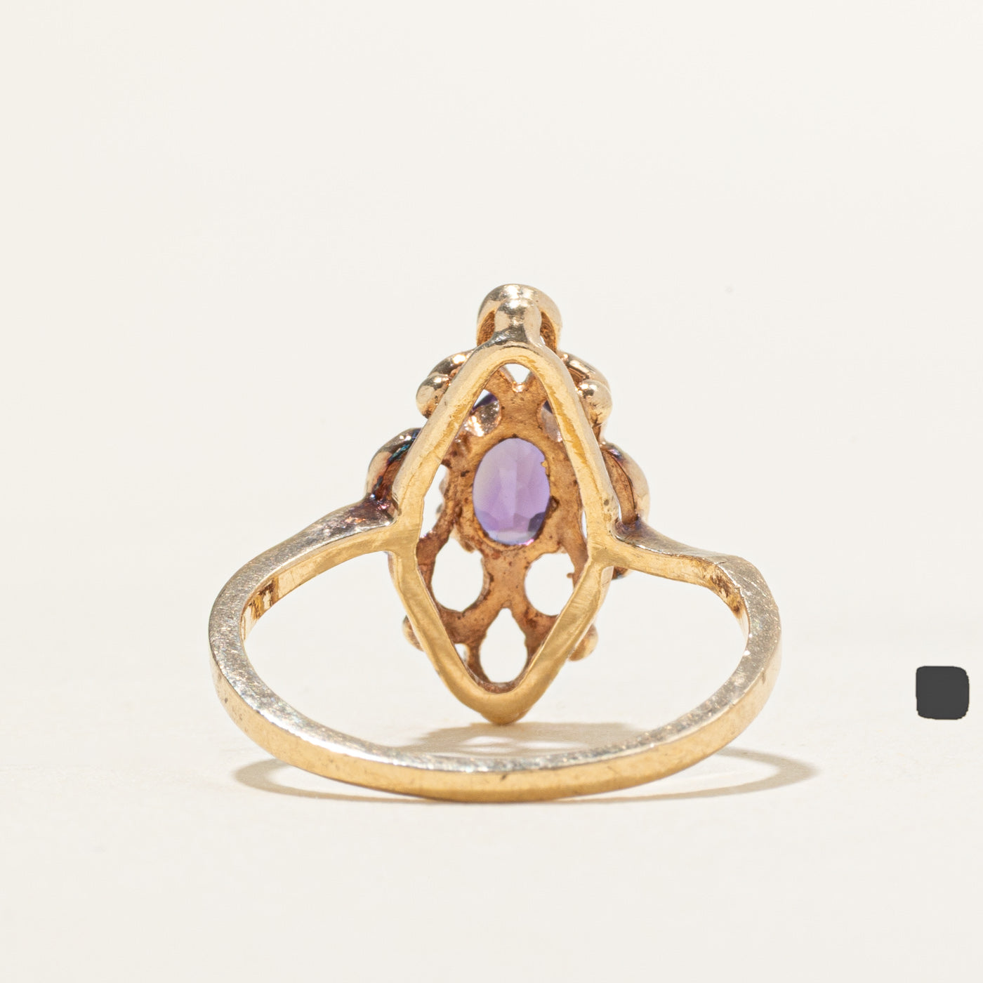 Solitaire Amethyst Openwork Navette Ring | 0.37ct | SZ 5.75