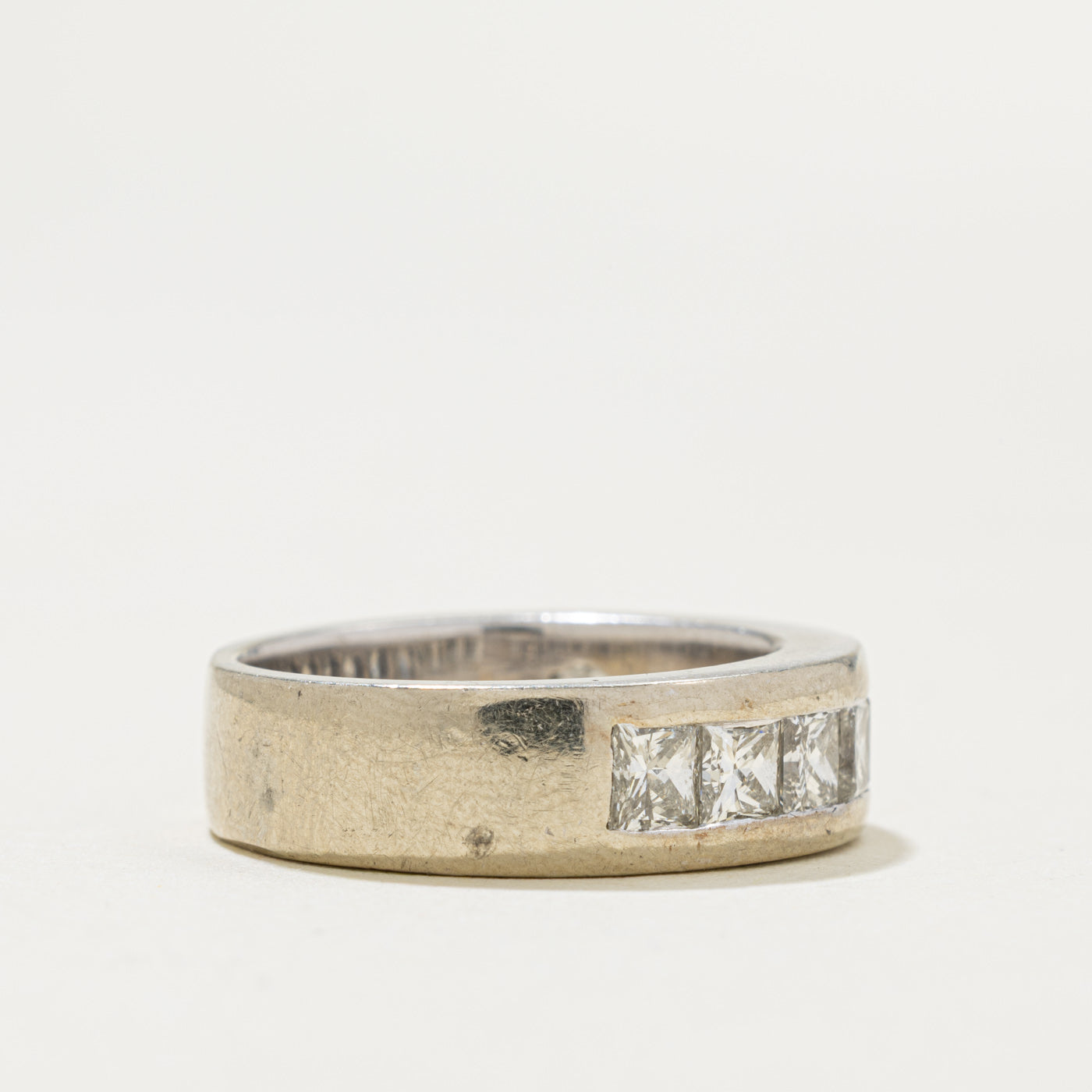14k Semi Eternity Princess Cut Diamond Band | 1.60ctw | 6.05mm | SZ 6.5