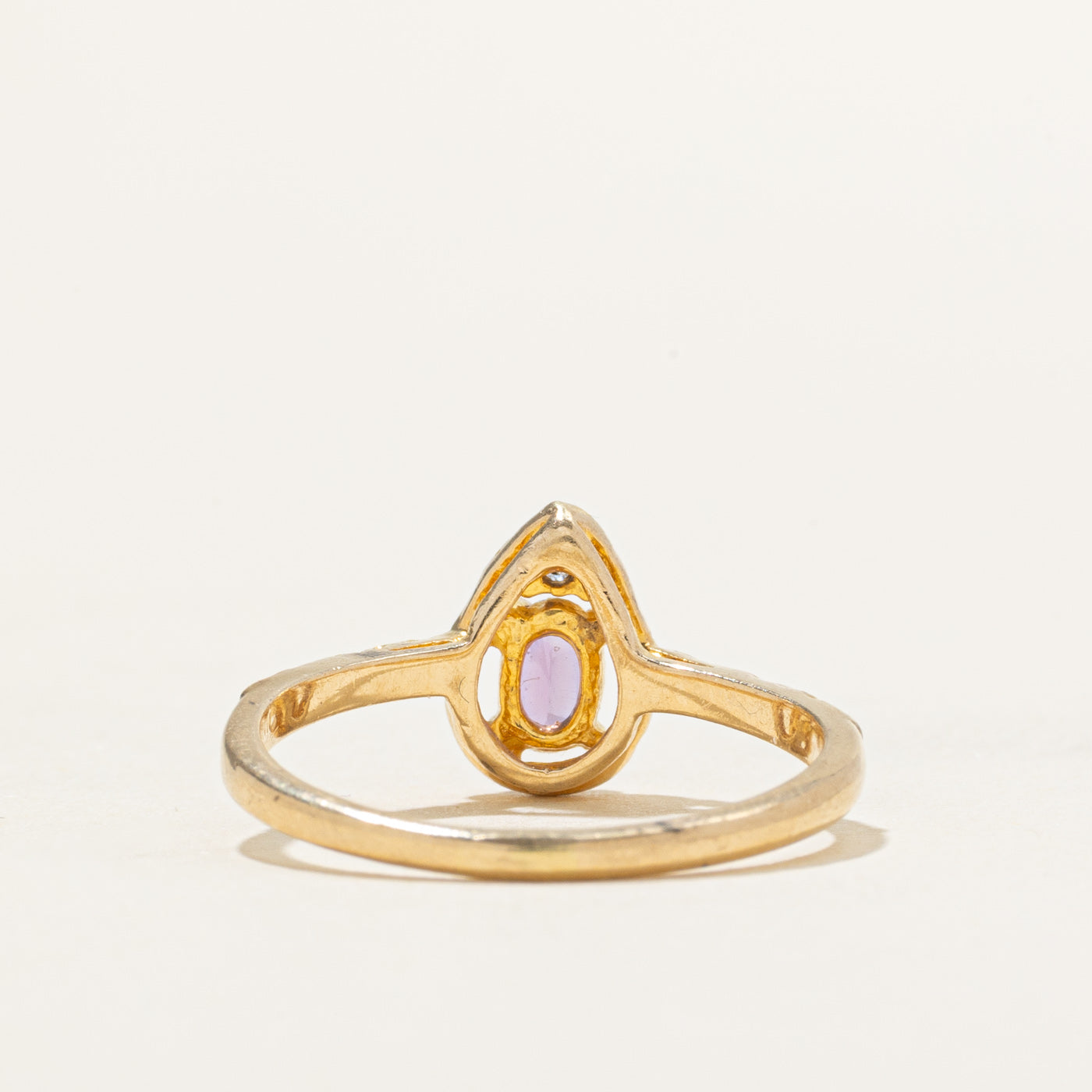 Amethyst & Diamond Pear Shaped Ring | 0.18ct, 0.03ct | SZ 7