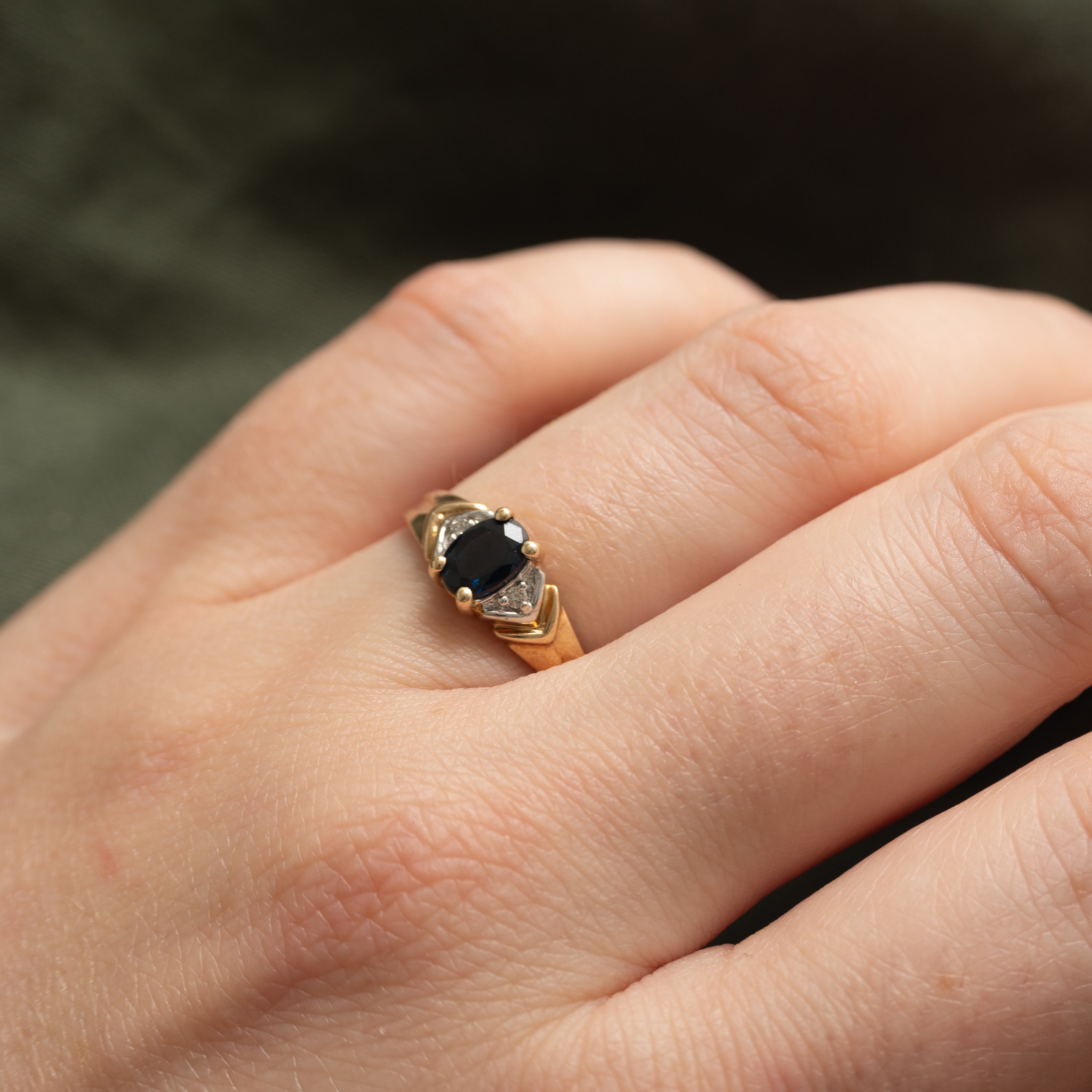 Oval Cut Sapphire & Diamond Accented Ring | 0.5ct, 0.02ctw | SZ 6.25 |