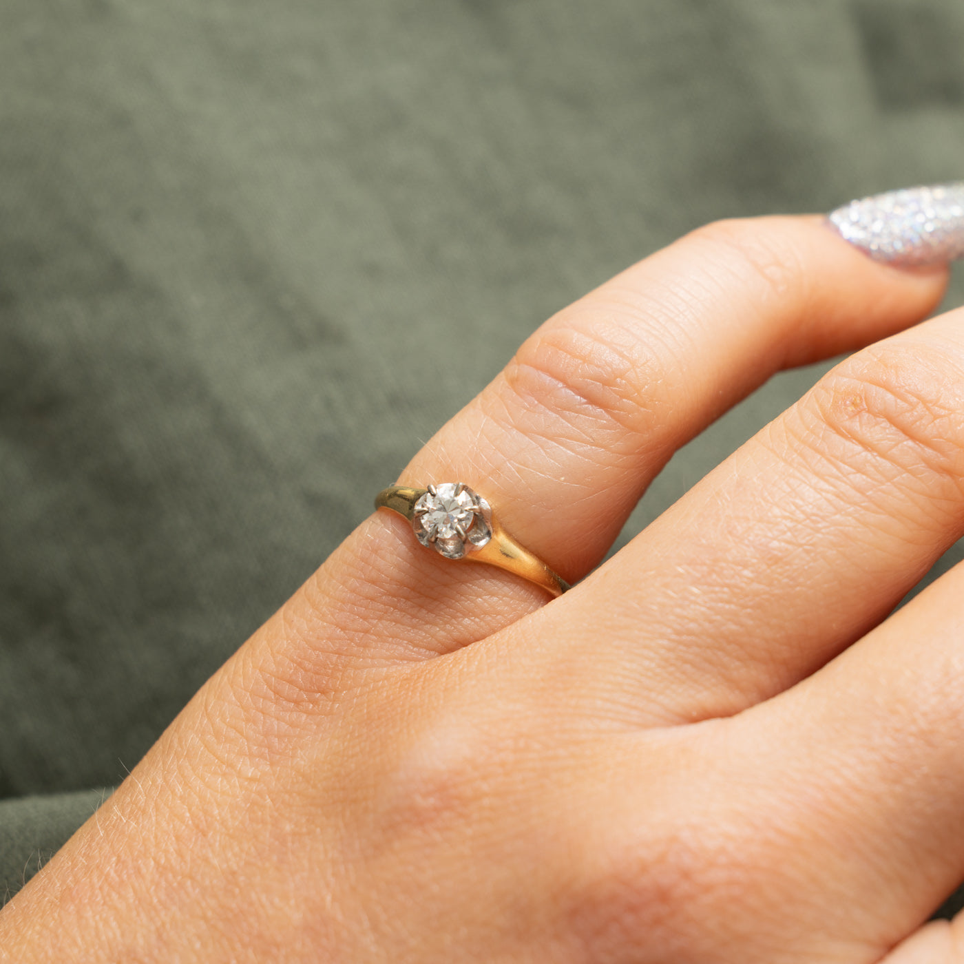 Solitaire Belcher Set Diamond Engagement Ring | 0.24ct SI1 J | SZ 4.25