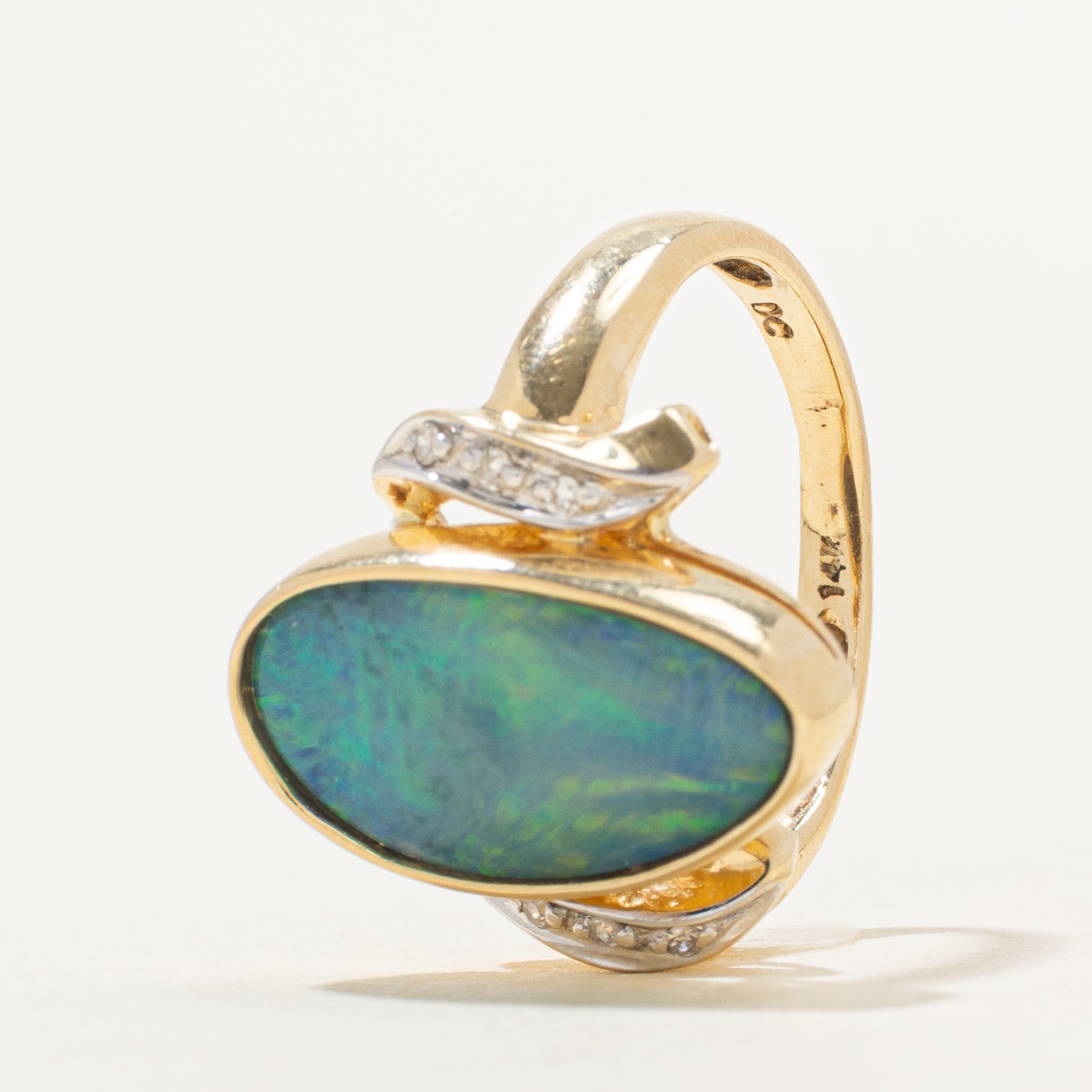 Cabochon Opal & Diamond Cocktail Ring | 1.80ct, 0.01ctw | SZ 5