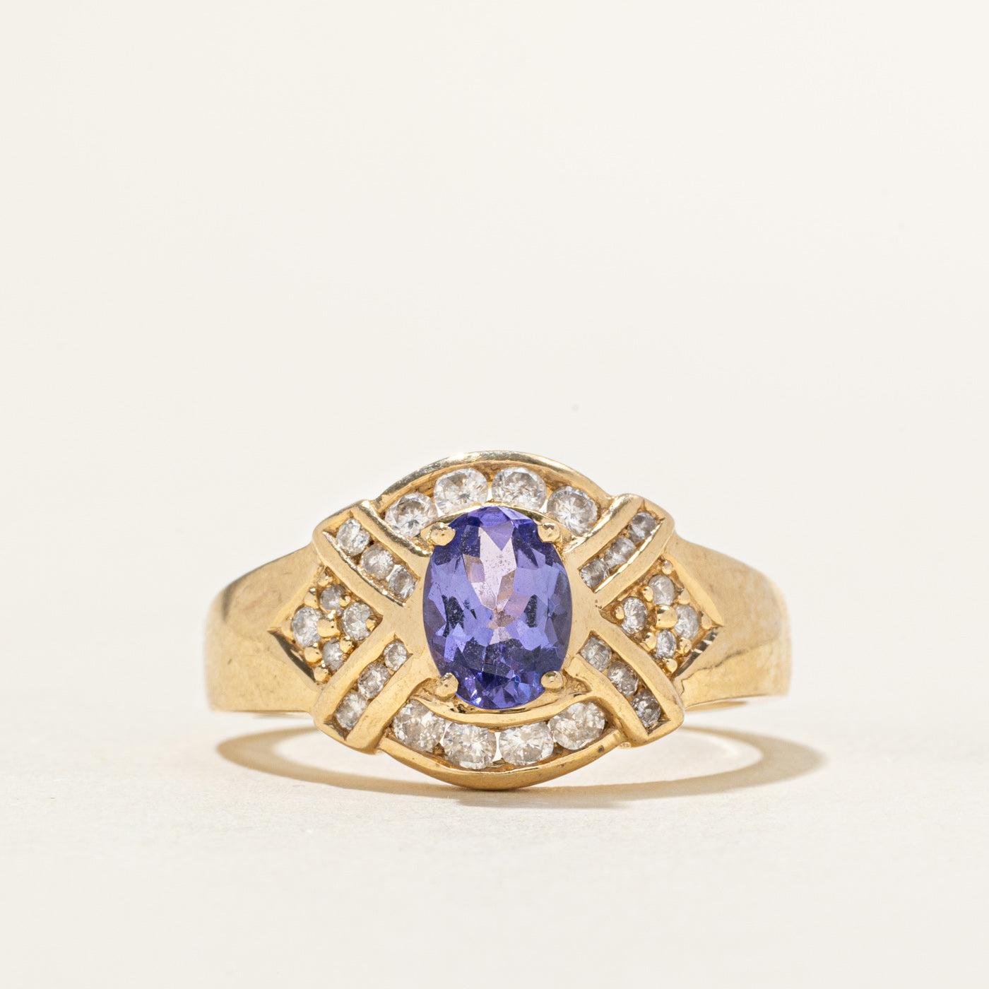 Oval Cut Tanzanite & Channel Set Diamond Ring | 0.90ct, 0.36ctw | SZ 9