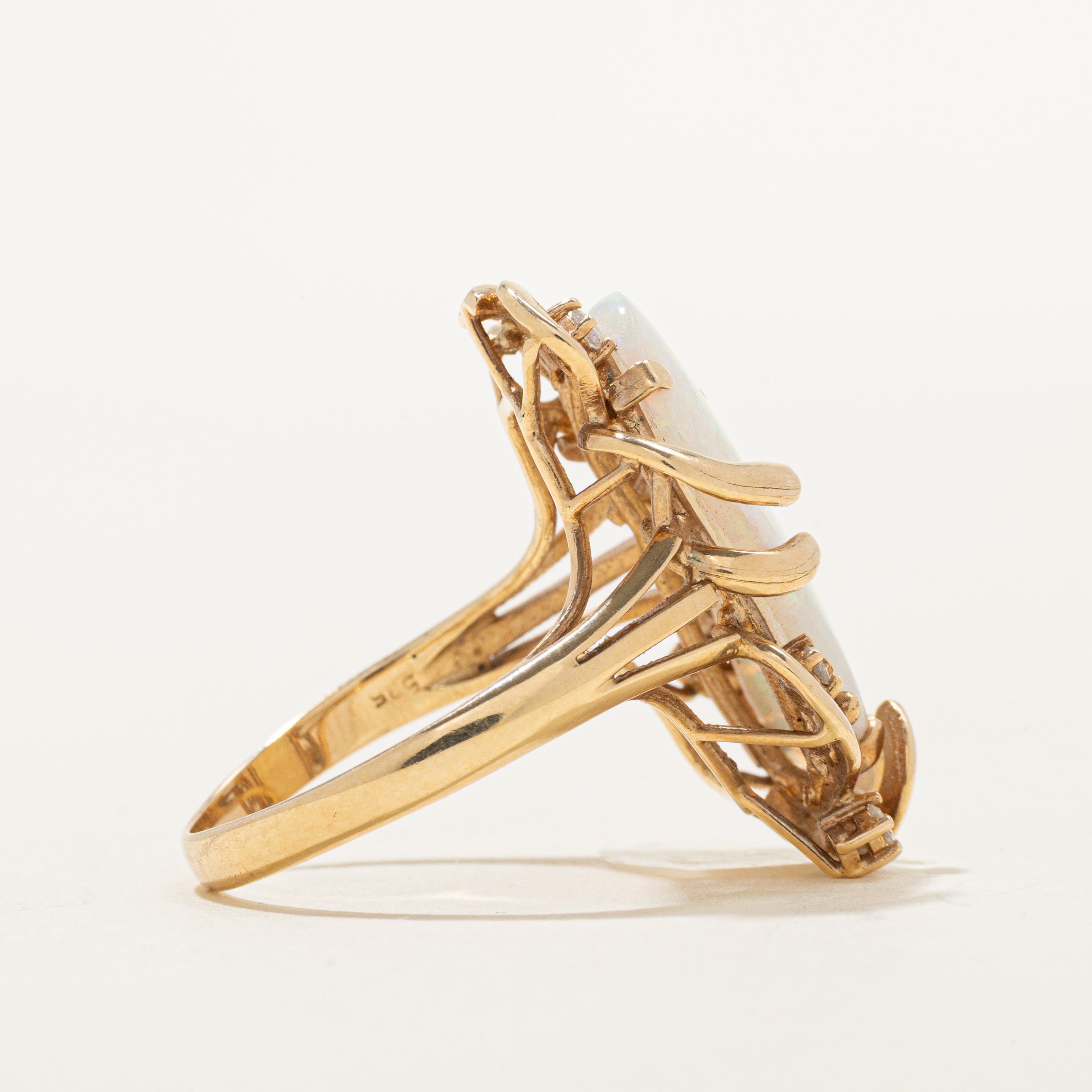 Cabochon Opal & Diamond Cocktail Ring | 2.61ct, 0.06ctw | SZ 7.25