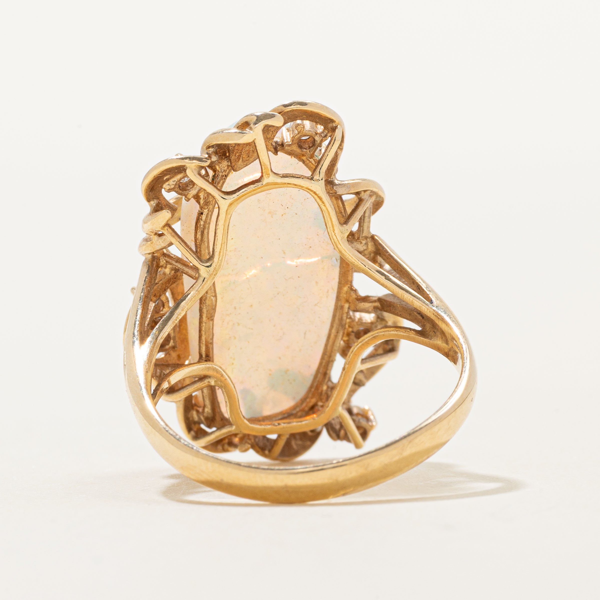 Cabochon Opal & Diamond Cocktail Ring | 2.61ct, 0.06ctw | SZ 7.25