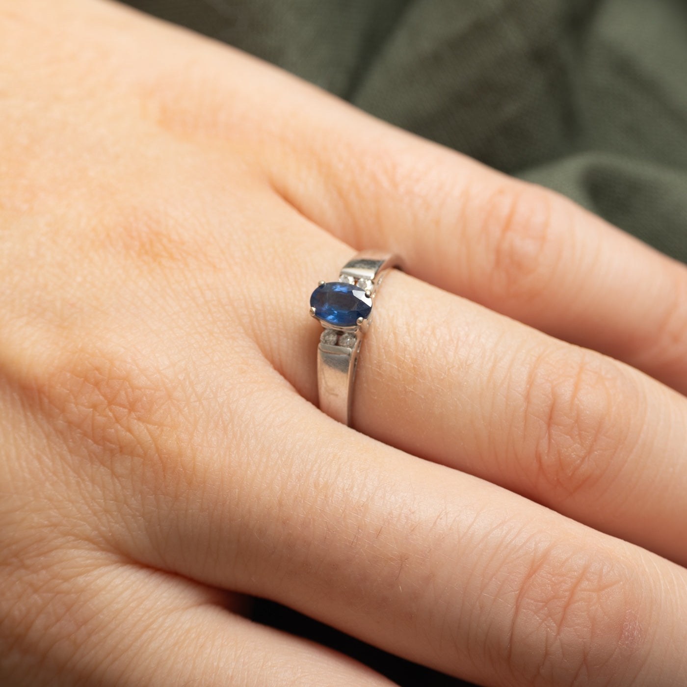 Oval Cut Sapphire & Diamond Accented Ring | 0.60ct, 0.08ctw | SZ 7