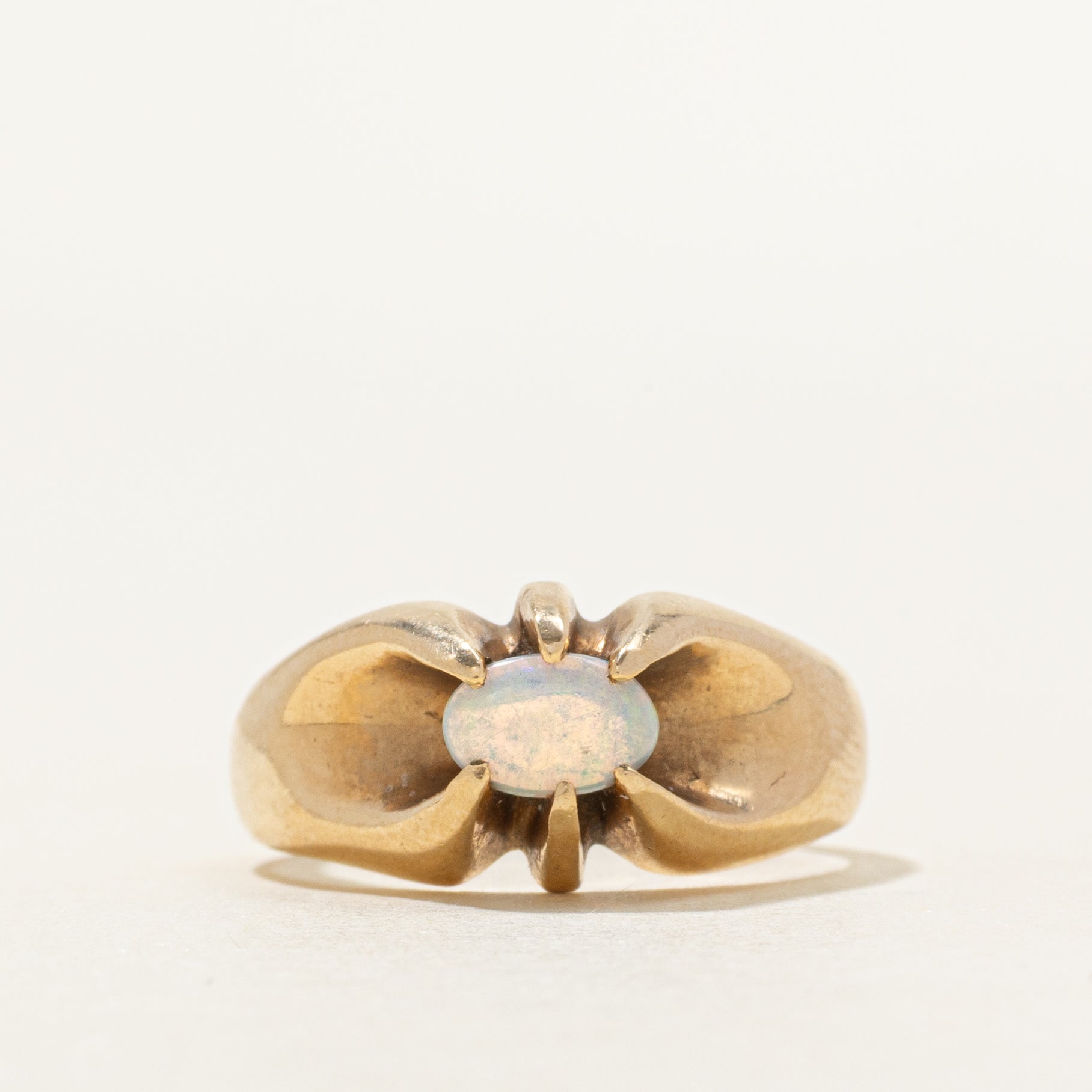 East West Belcher Set Opal Ring | 0.19ct | SZ 5.25