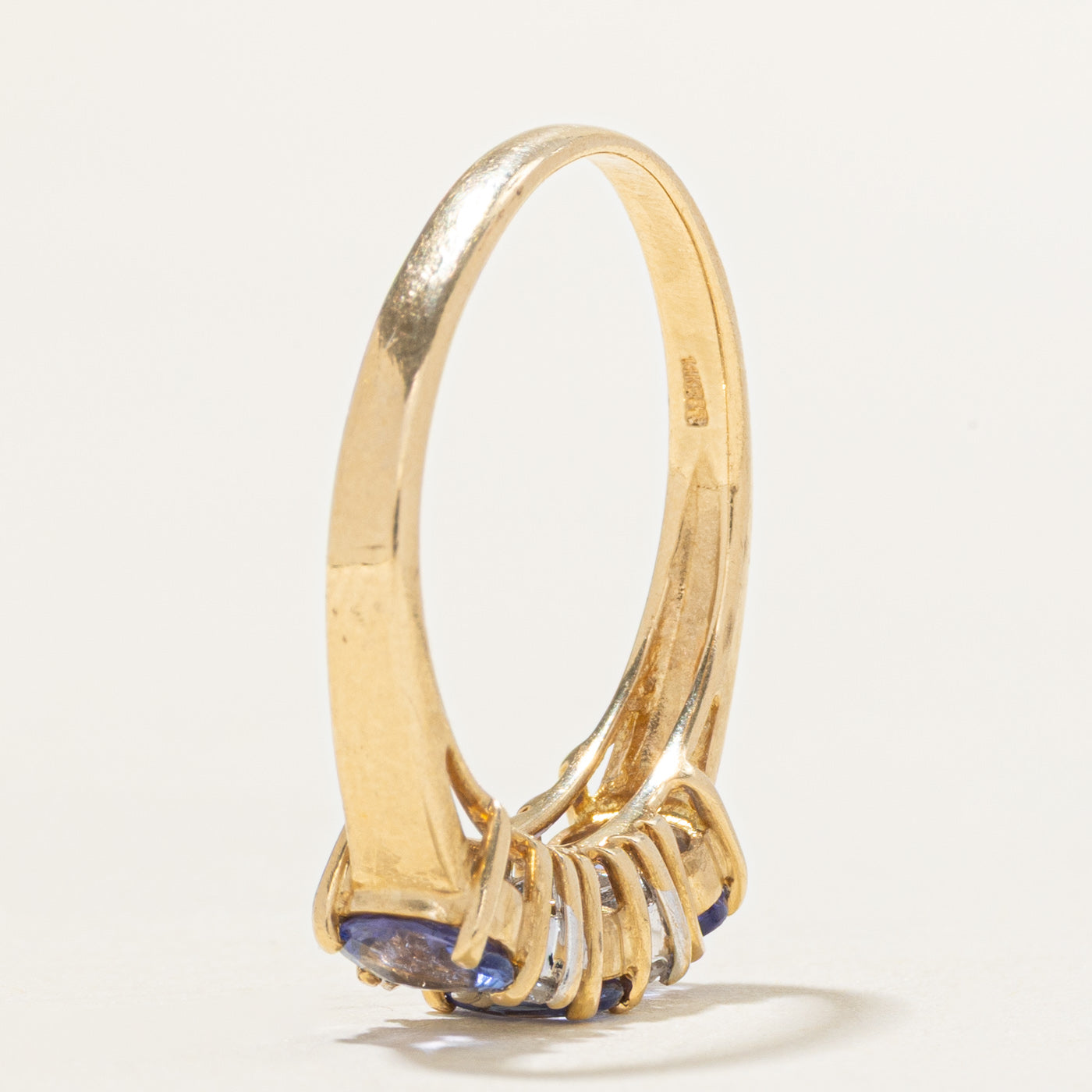 Three Stone Tanzanite & Diamond Accented Ring | 1.00ctw, 0.16ctw | SZ 7.75