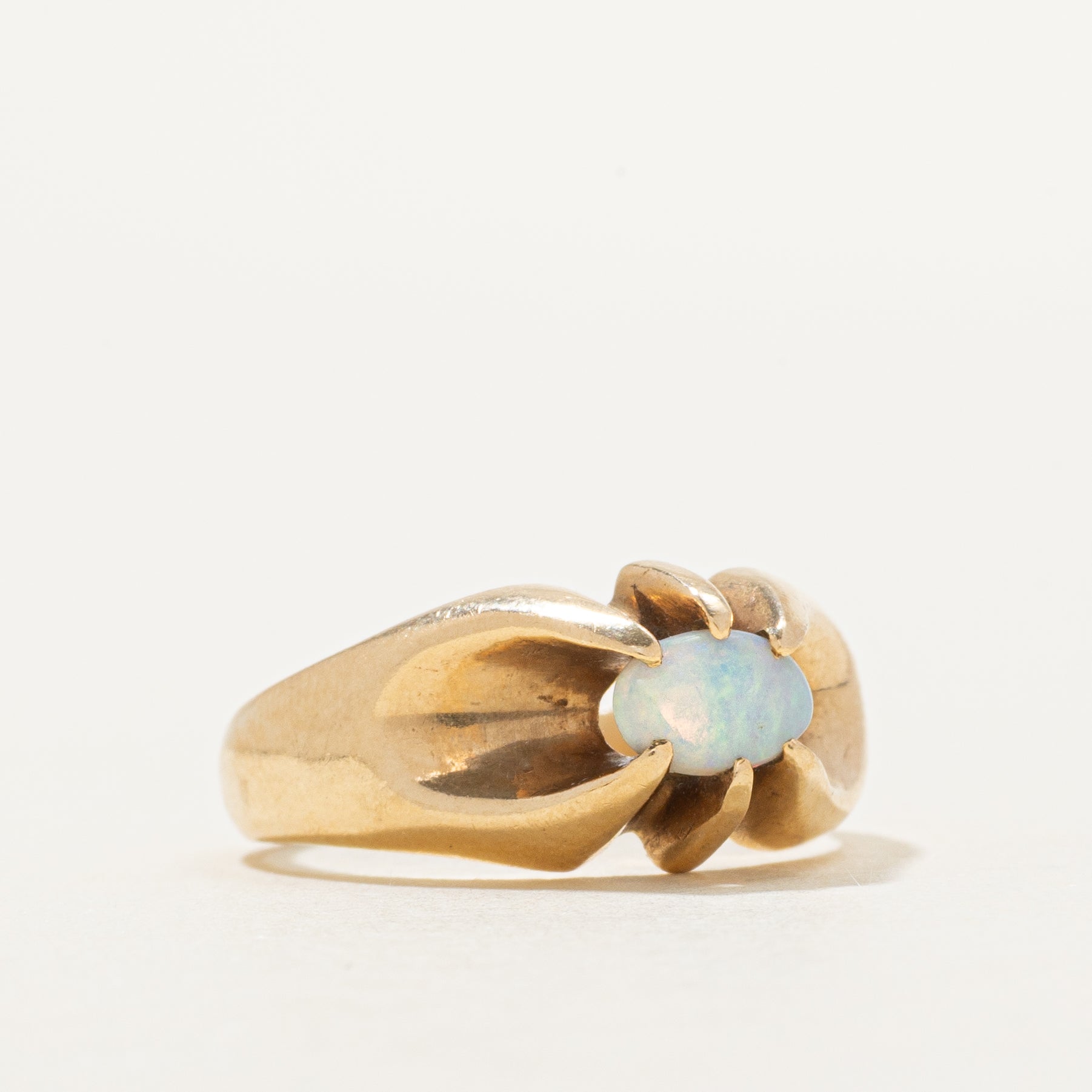 East West Belcher Set Opal Ring | 0.19ct | SZ 5.25