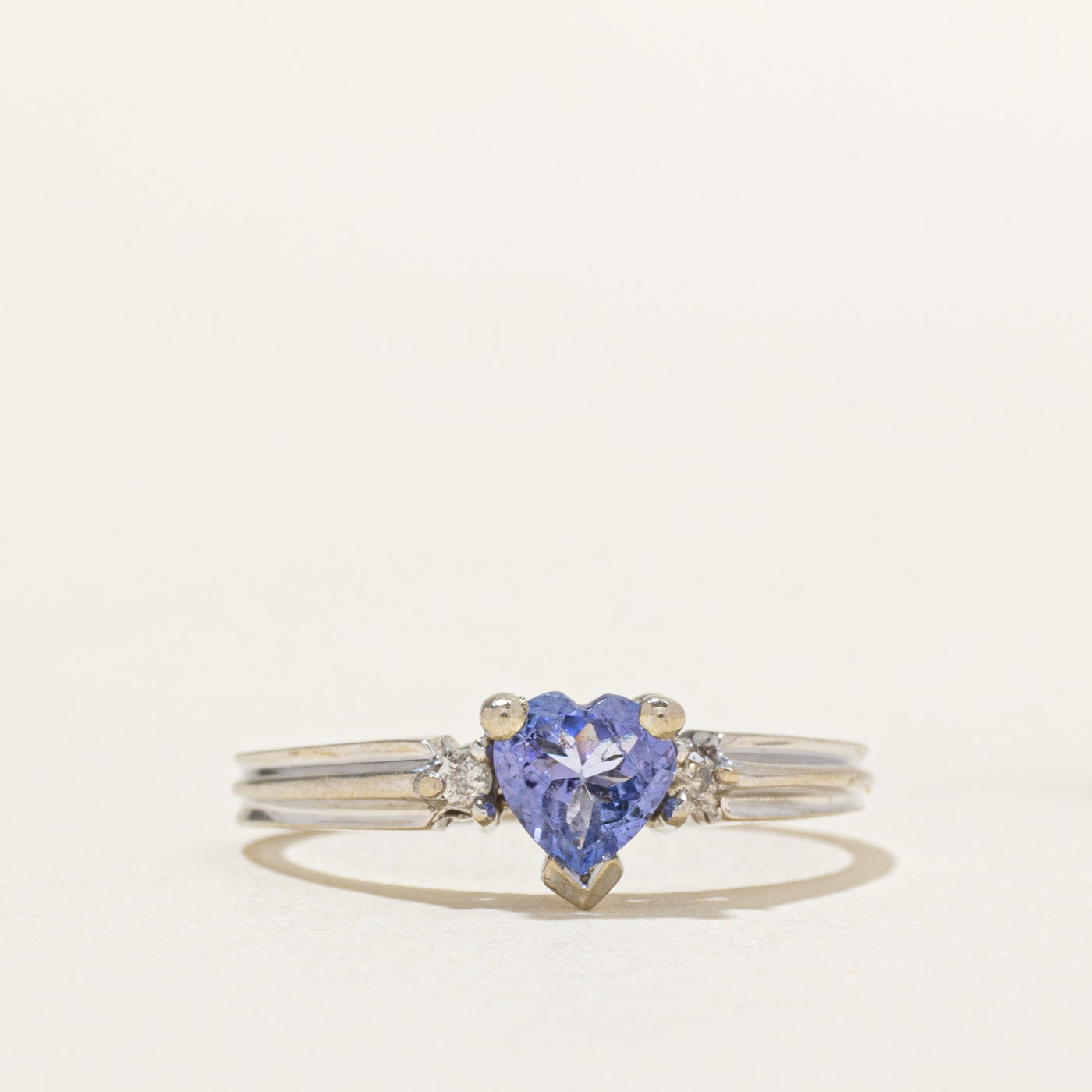 Heart Cut Tanzanite & Diamond Ring | 0.50ct, 0.04ctw | SZ 6.25