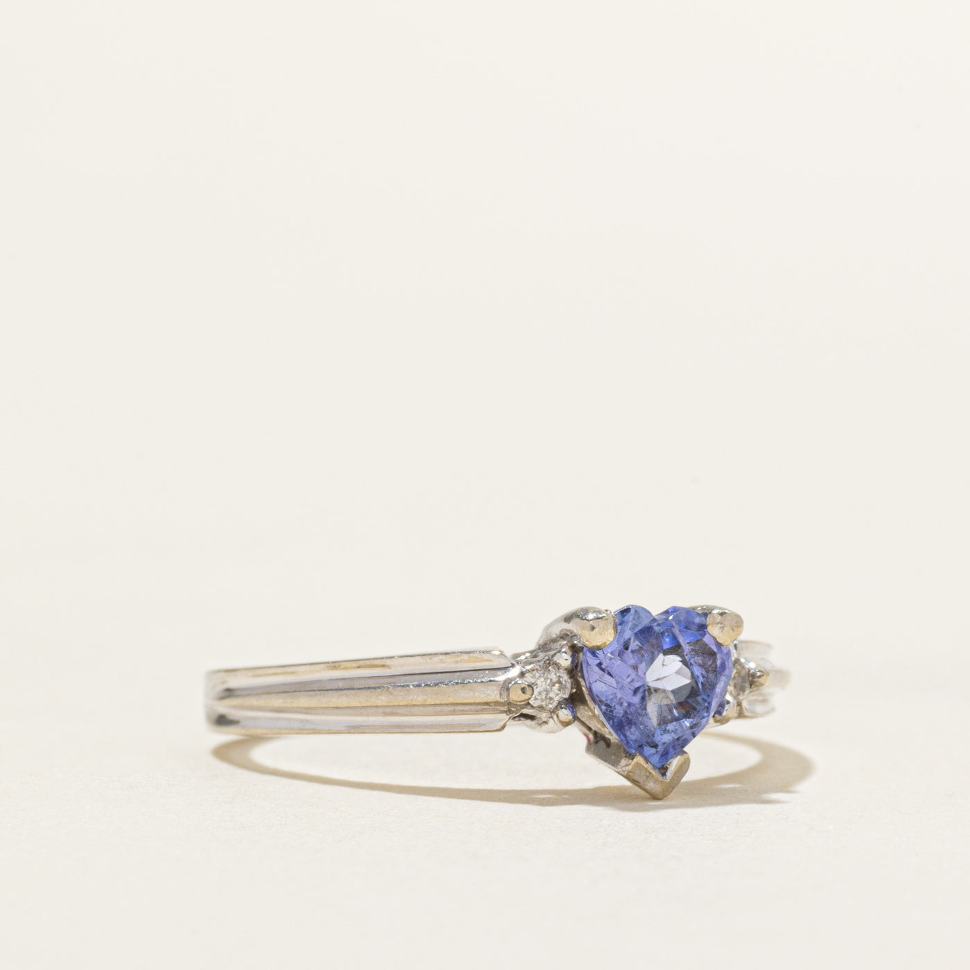 Heart Cut Tanzanite & Diamond Ring | 0.50ct, 0.04ctw | SZ 6.25