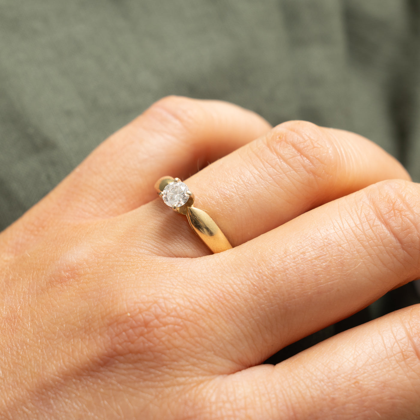 14k Solitaire Diamond Reverse Tapered Ring | 0.40ct I1 K | SZ 7.75