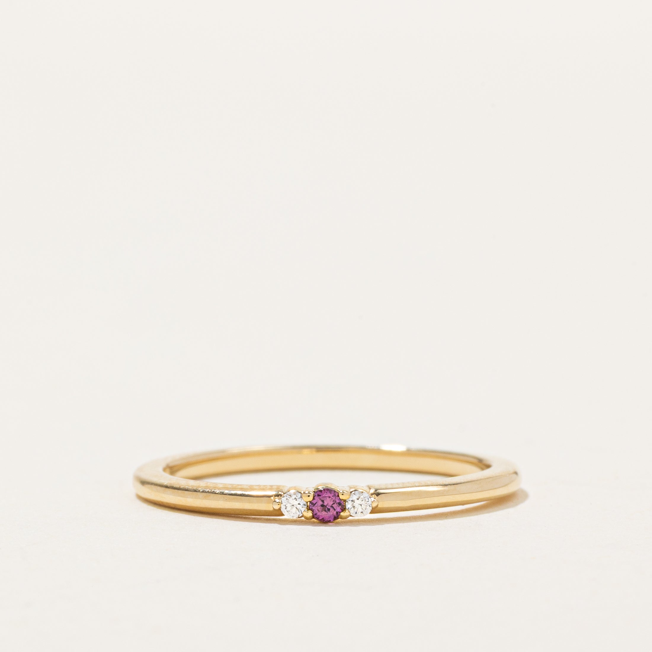 '100 Ways' Three-Stone Diamond & Garnet Ring | 0.006ctw, 0.004ct | SZ 6.75