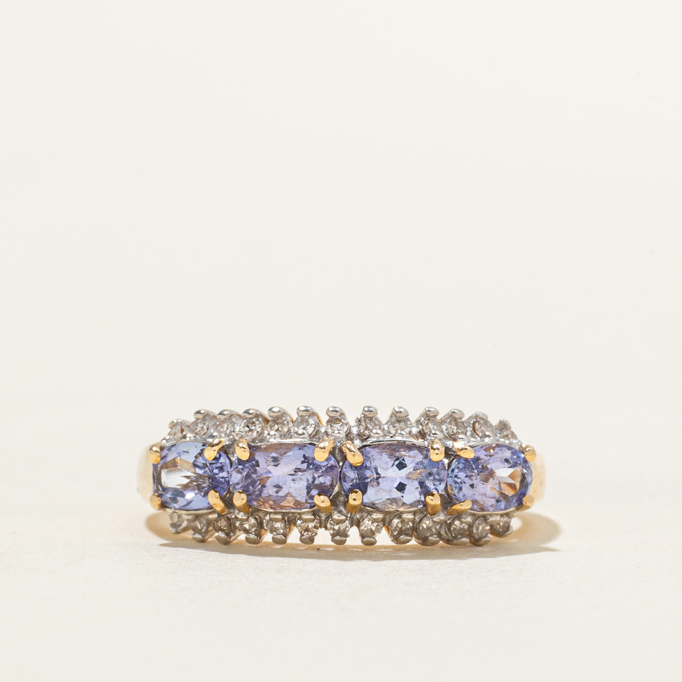 Oval Cut Tanzanite & Diamond Cluster Ring | 0.88ctw, 0.13ctw | SZ 6.75