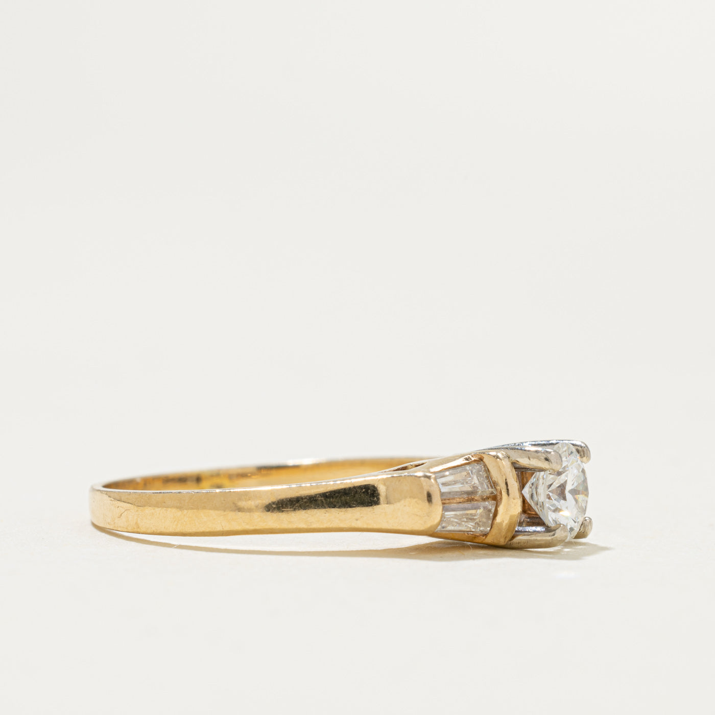 14k Diamond Baguette Cut Accented Engagement Ring | 0.41ct VS2 I, 0.20ctw | SZ 7.25
