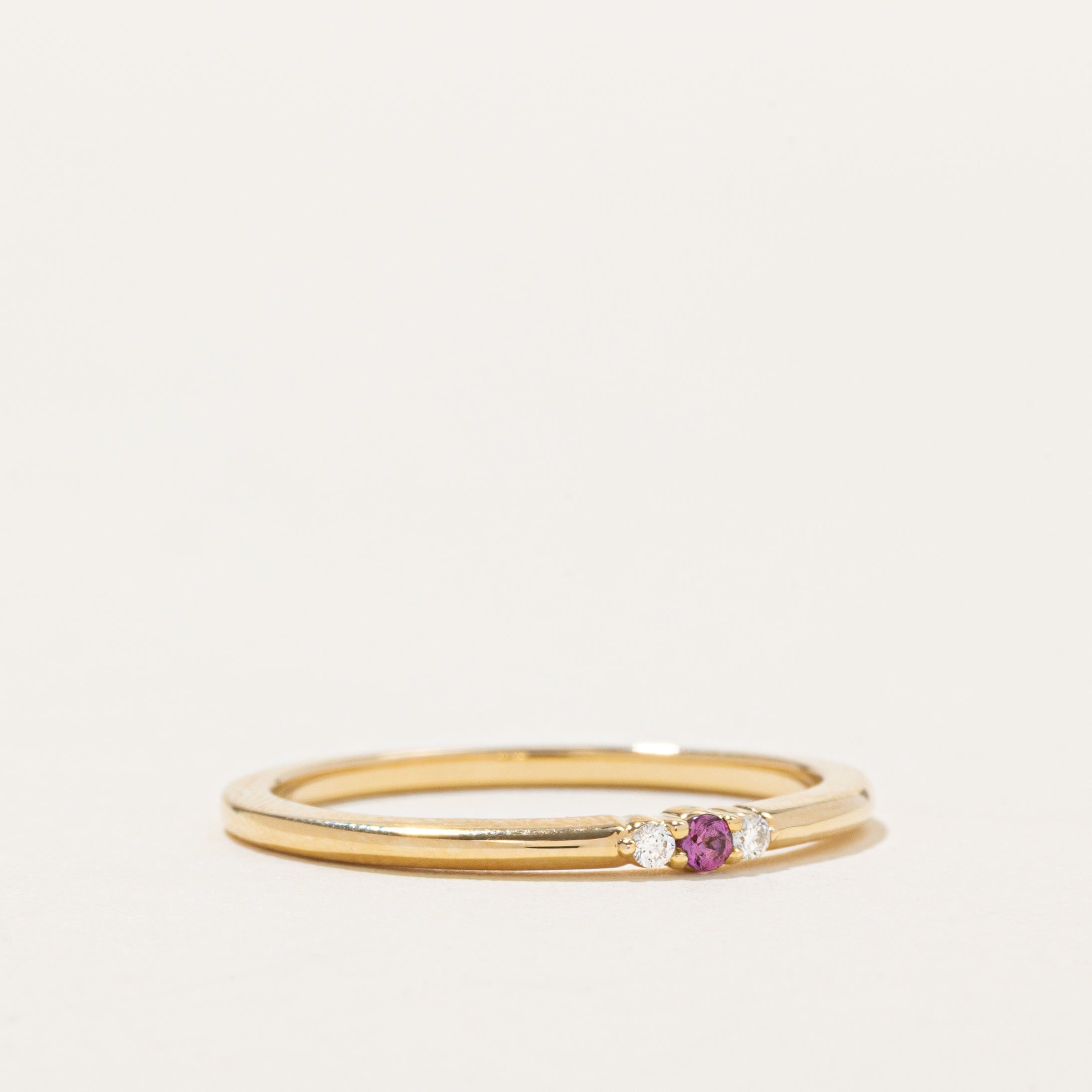 '100 Ways' Three-Stone Diamond & Garnet Ring | 0.006ctw, 0.004ct | SZ 6.75