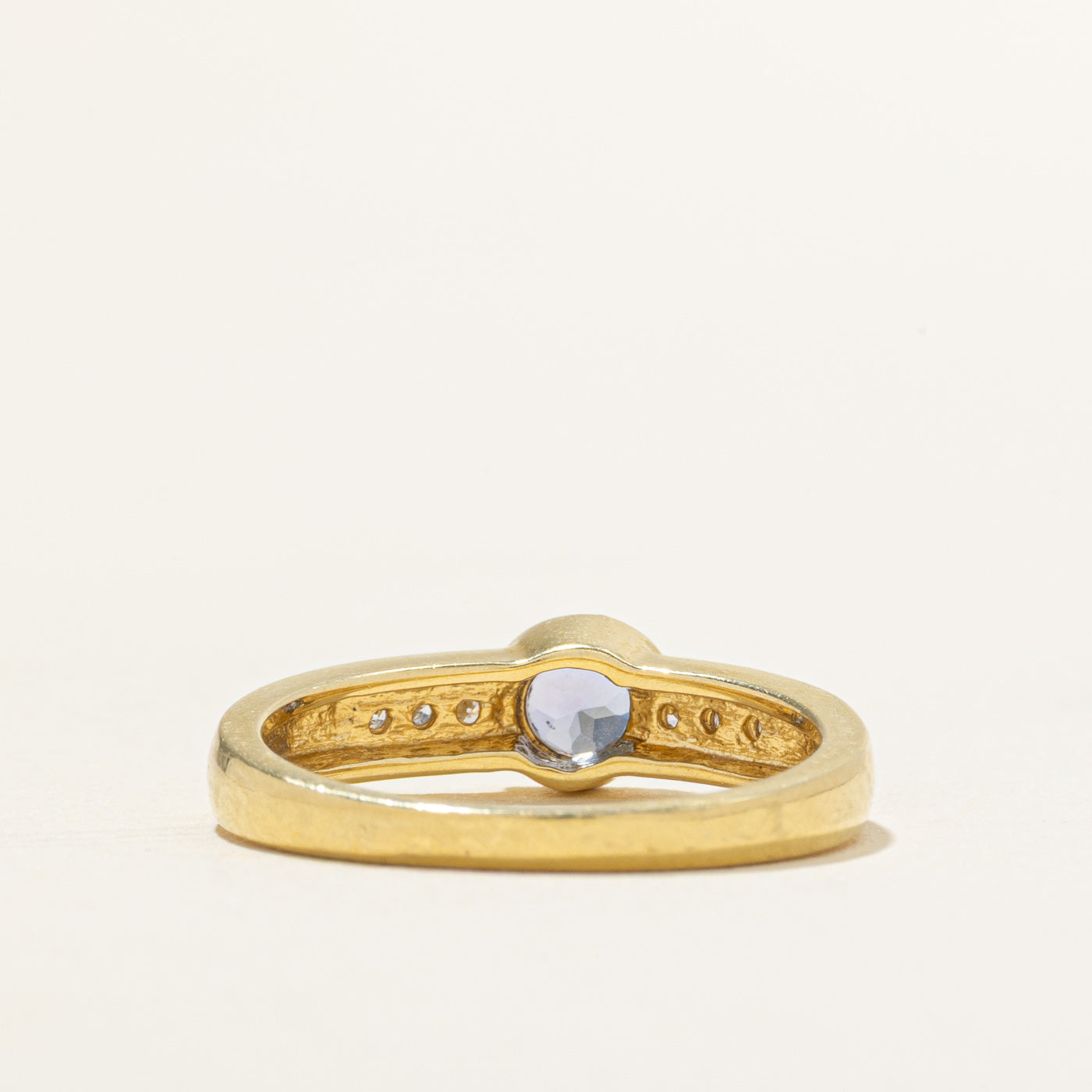 18k Bezel Set Tanzanite & Diamond Ring | 0.30ct, 0.06ctw | SZ 6.75