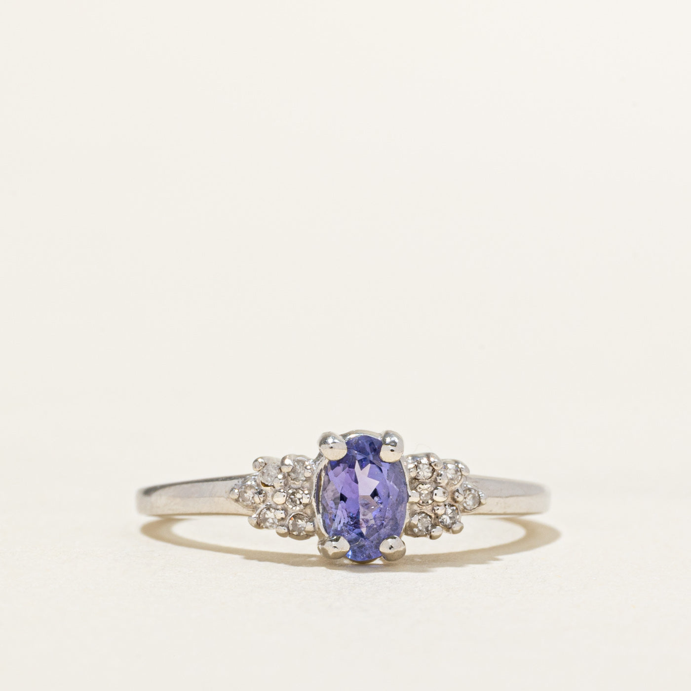 Oval Cut Tanzanite & Diamond Accented Ring | 0.25ct, 0.06ctw | SZ 7