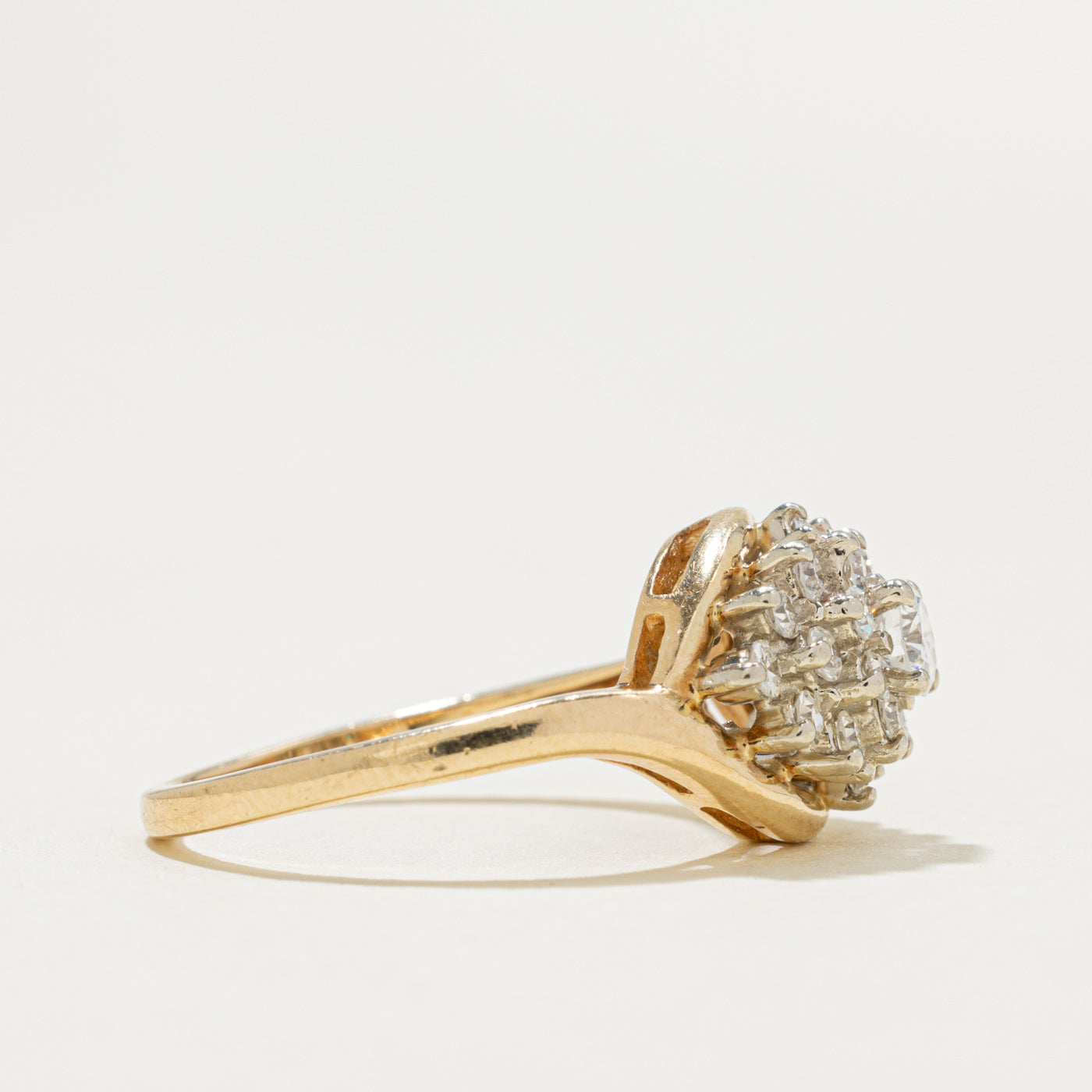 14k Yellow Gold Diamond Cluster Bypass Ring | 0.50ctw | SZ 6.25