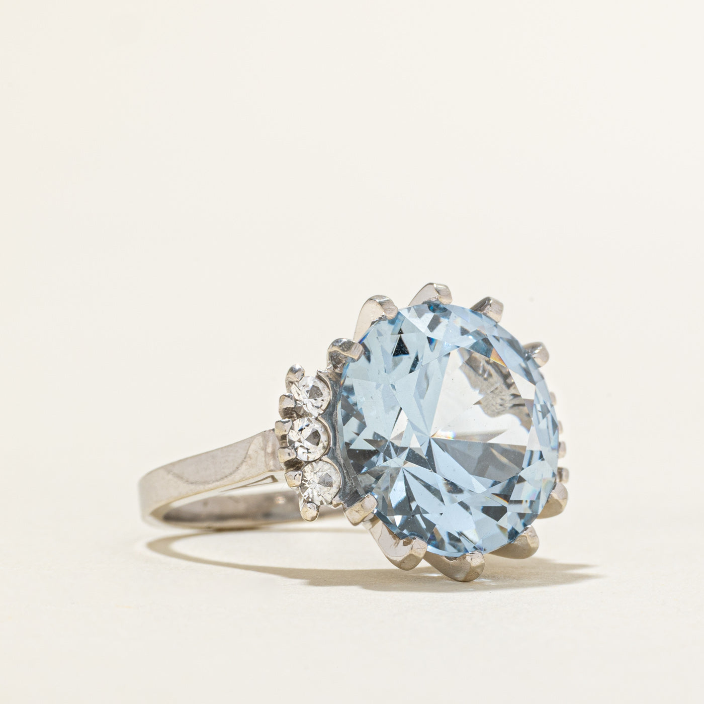 Synthetic Blue & White Spinel Cocktial Ring | 11.00ctw | SZ 6.25