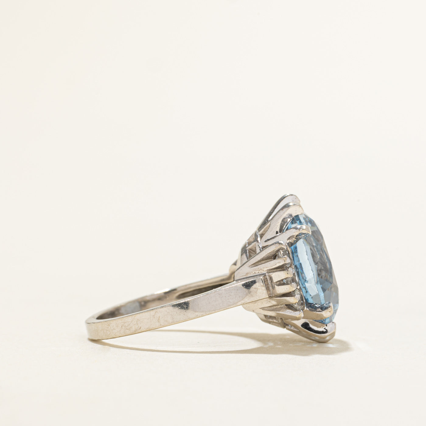 Synthetic Blue & White Spinel Cocktial Ring | 11.00ctw | SZ 6.25