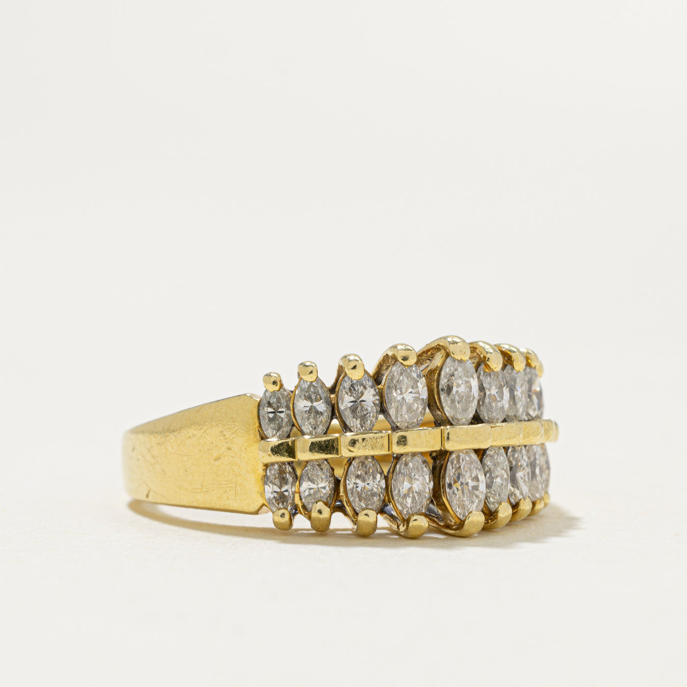 18k Multi Row Marquise Cut Diamond Ring | 0.55ctw | SZ 6.75