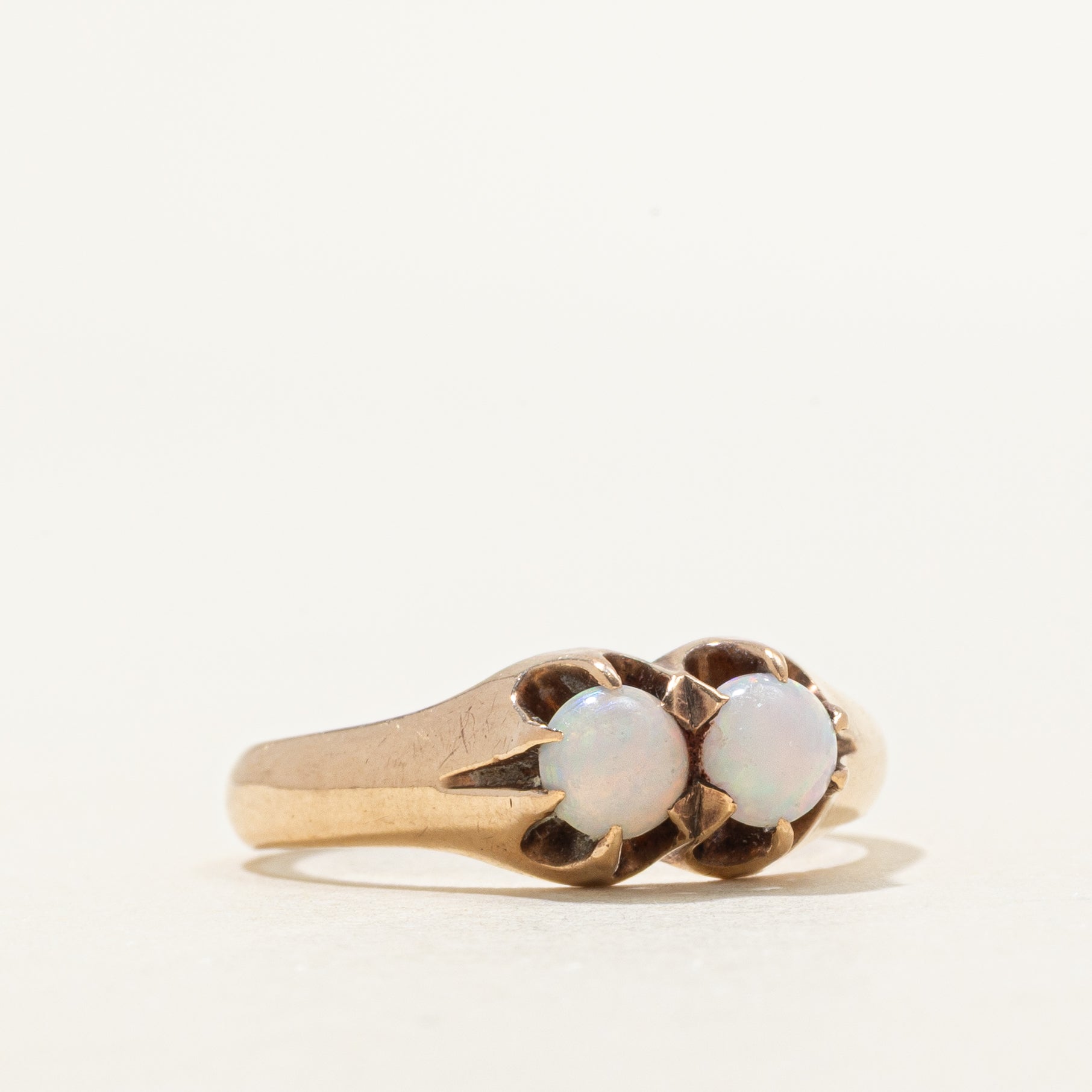 Toi et Moi Belcher Set Opal Ring | 0.40ctw | SZ 7
