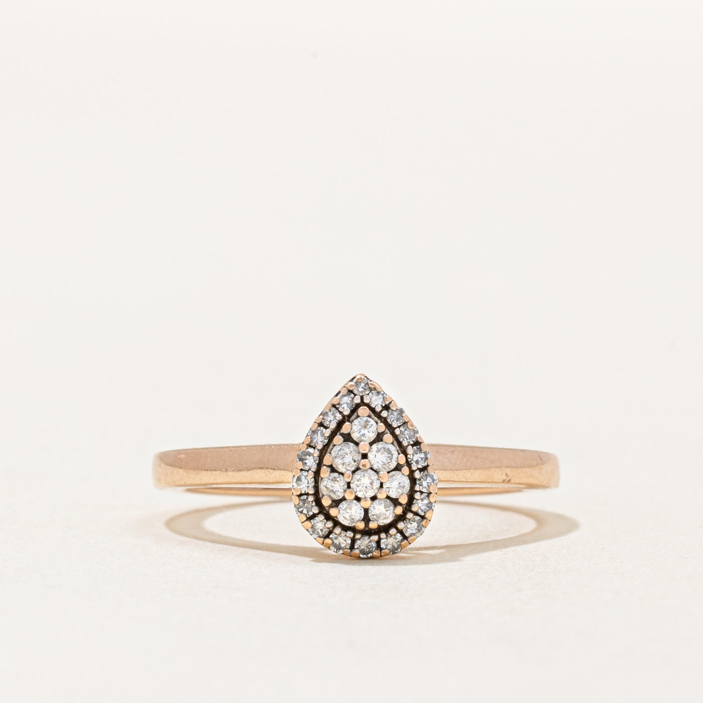 Pear Shaped Diamond Pave Set Ring | 0.17ctw | SZ 6 |