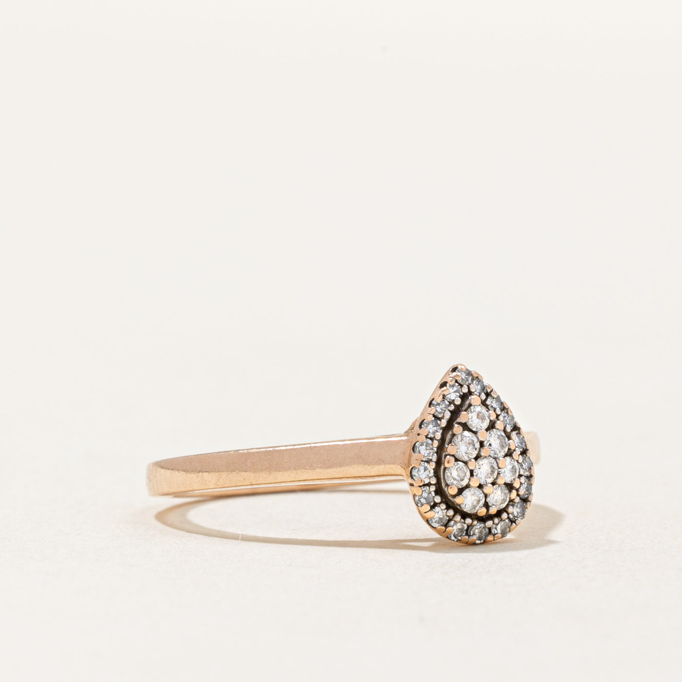 Pear Shaped Diamond Pave Set Ring | 0.17ctw | SZ 6 |