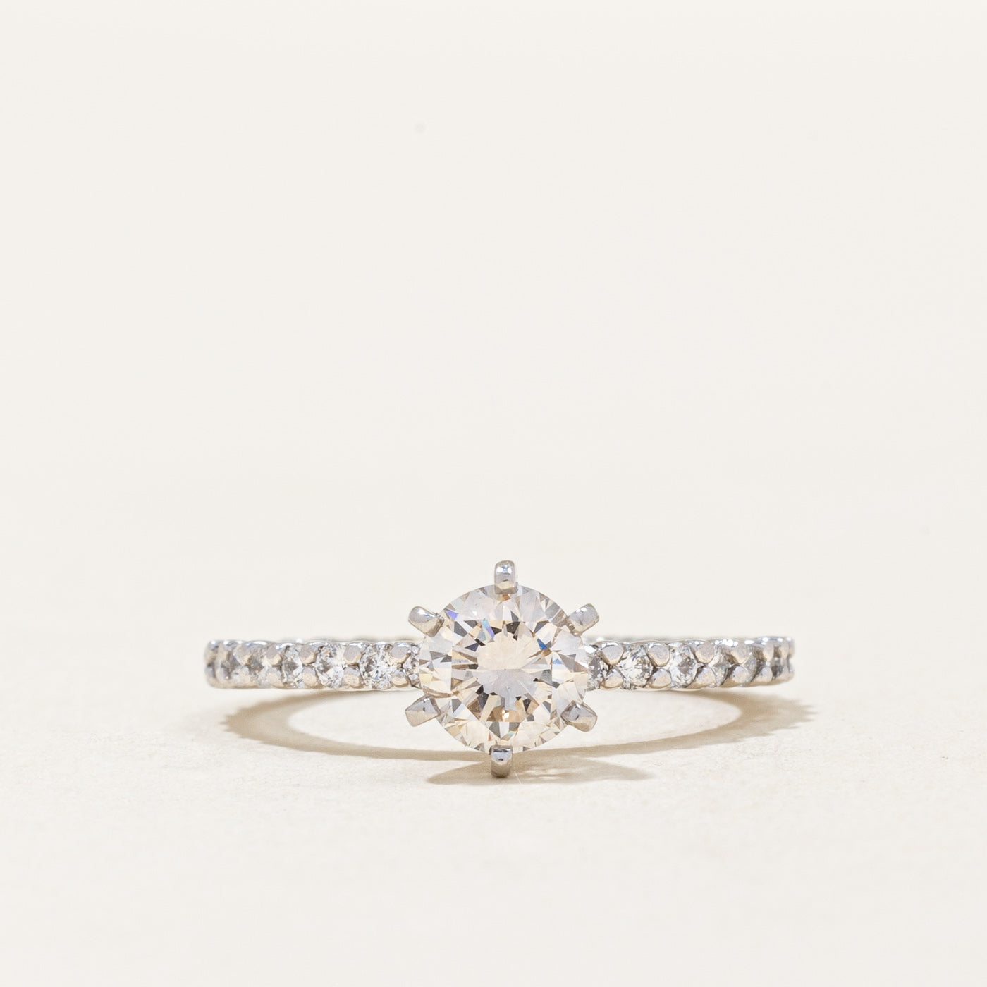 Six Prong Diamond Engagement Ring | 0.93ctw SI1 H | SZ 4.5 |