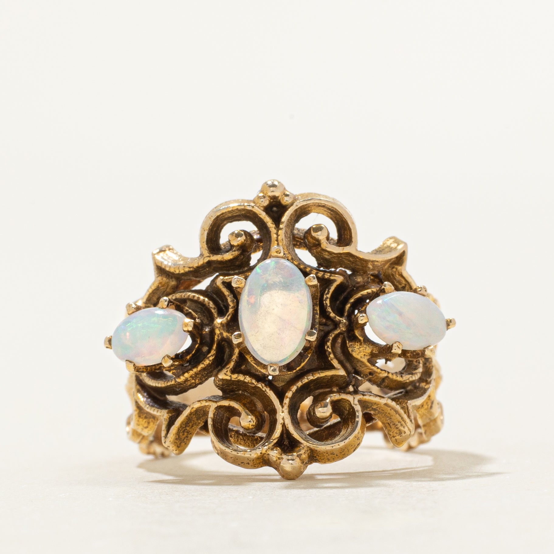 Three Stone Opal Openwork Ring | 0.44ctw | SZ 4