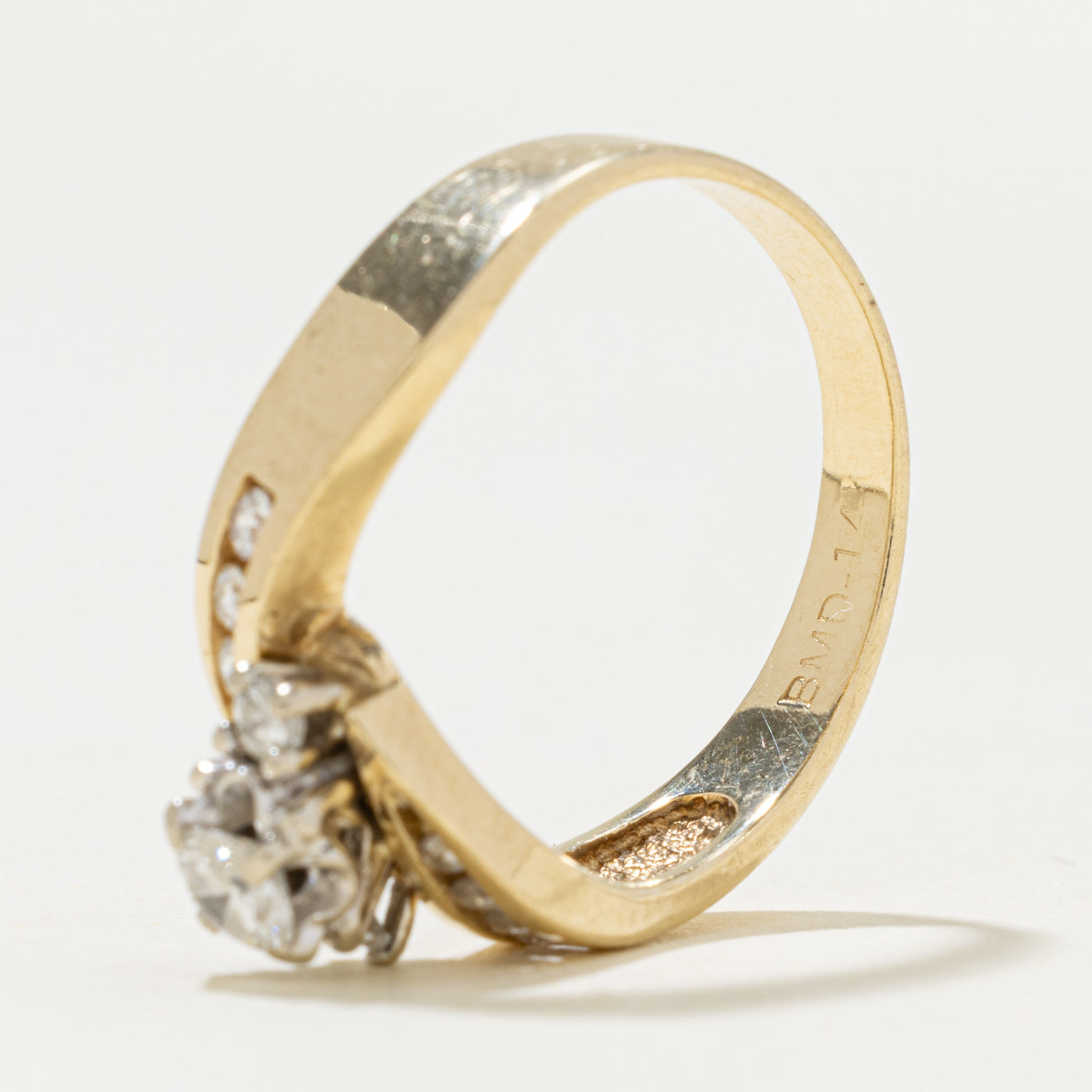 14k Diamond Channel Set Accented Wave Bypass Ring | 0.33ctw | SZ 6.5