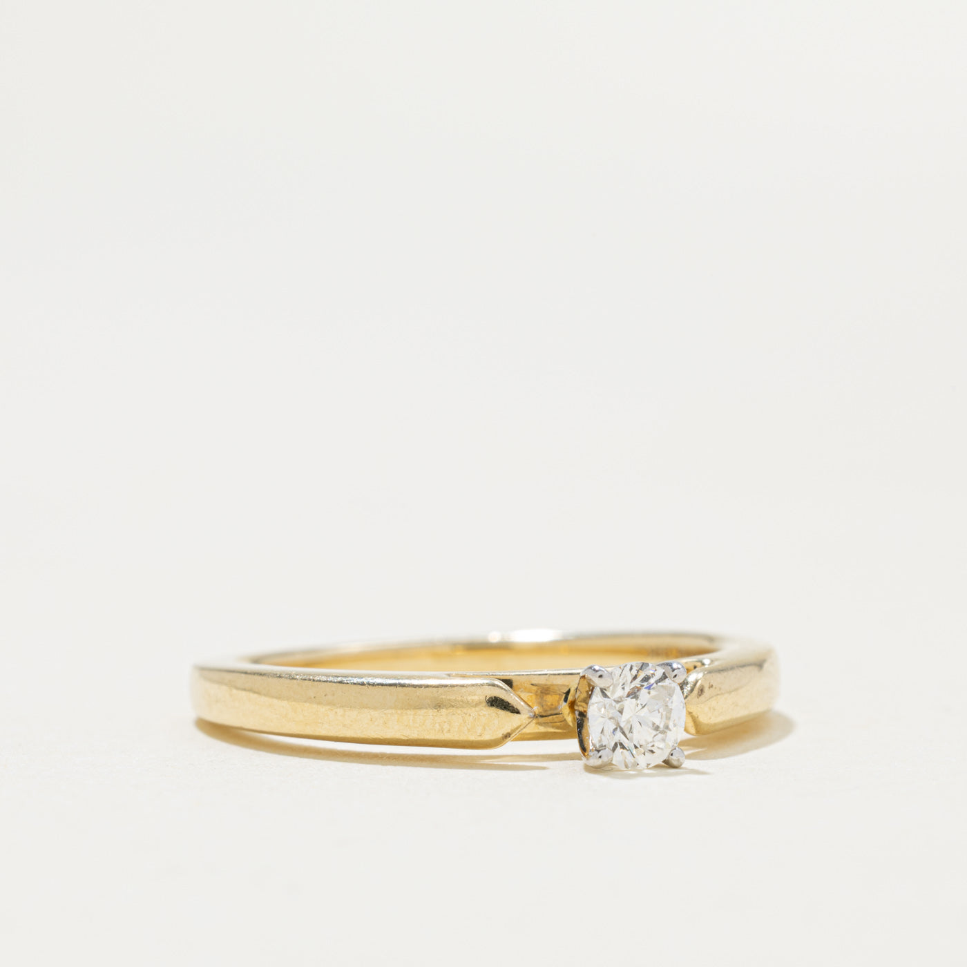 14k Solitaire Diamond Reverse Tapered Ring | 0.18ct | SZ 7
