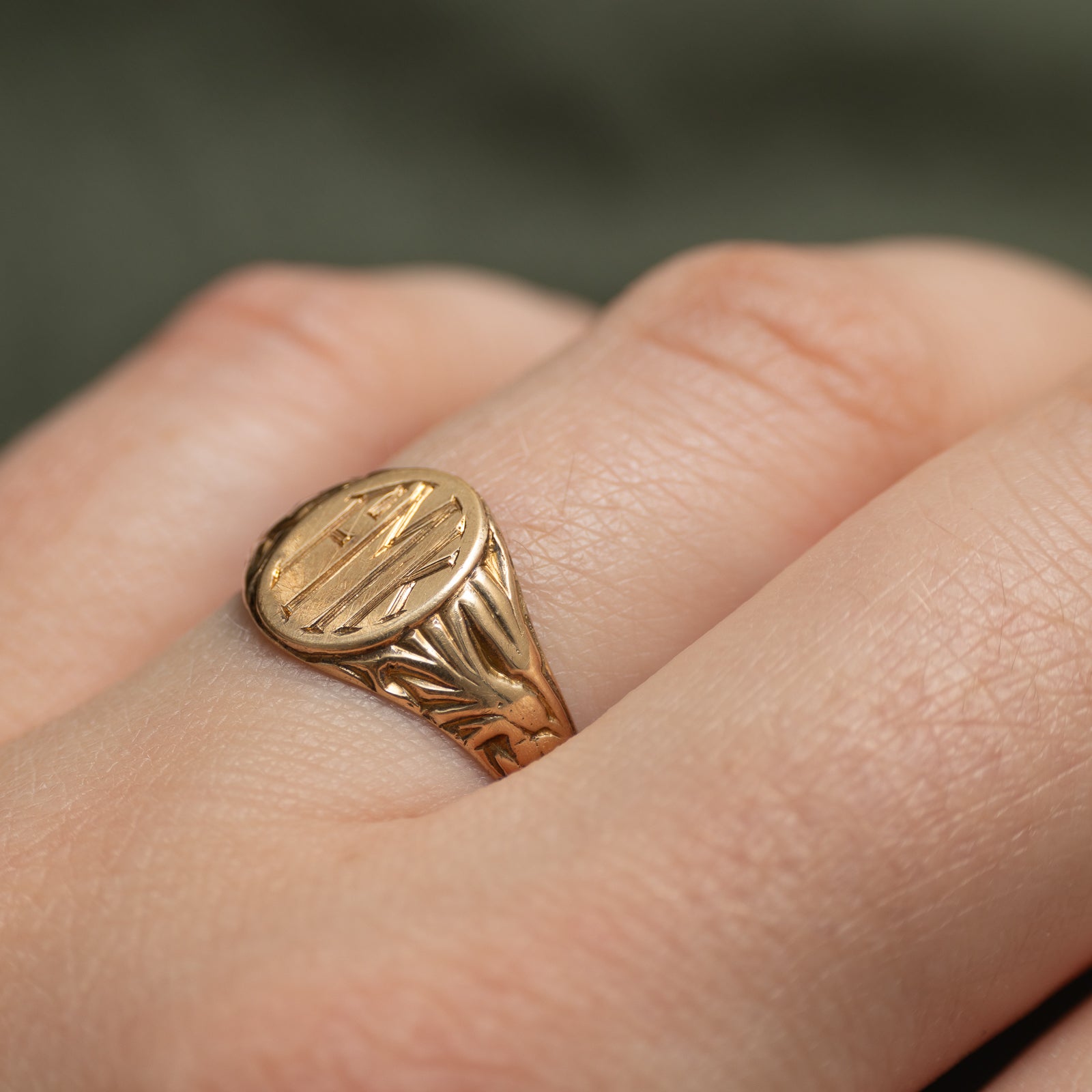 'Birks' 14k Yellow Gold "FMK" Initial Signet Ring | SZ 6.25