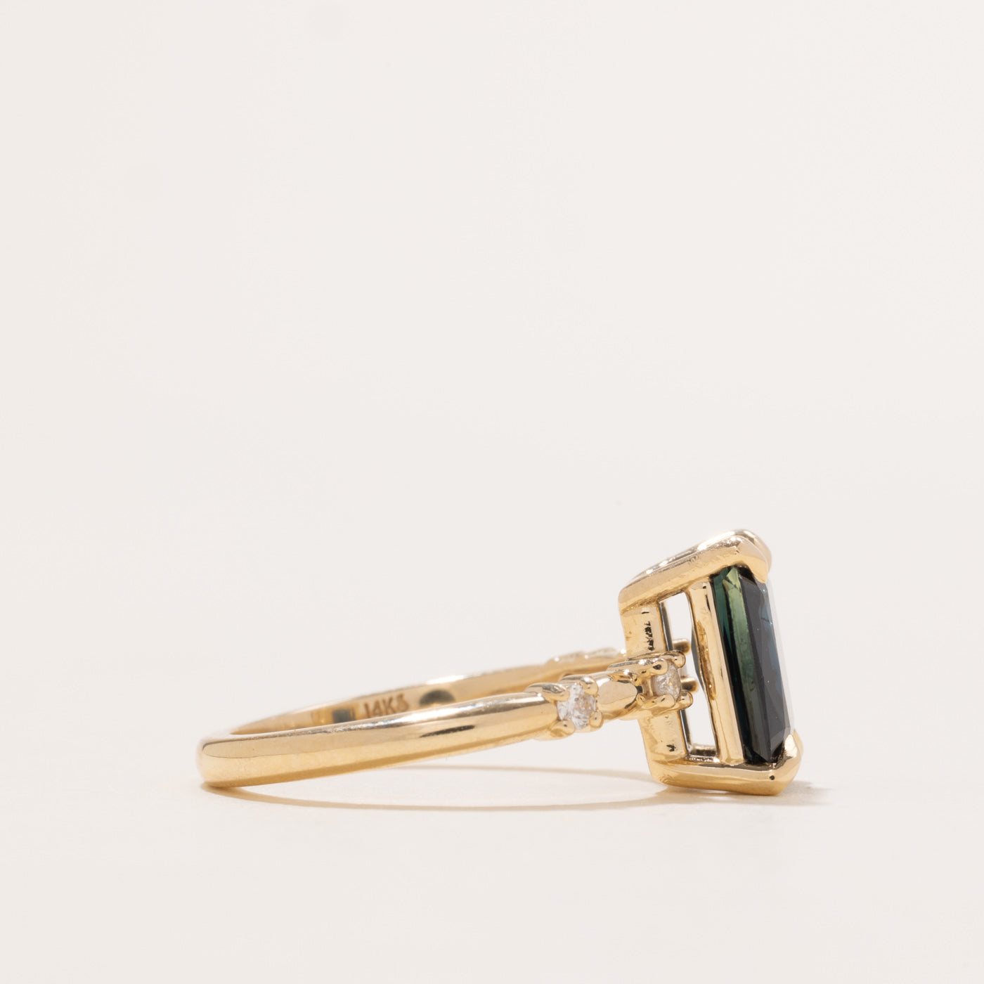 '100 Ways' 14k Yellow Gold Emerald Cut Sapphire Accented Ring | 3.26ctw | SZ 6.75