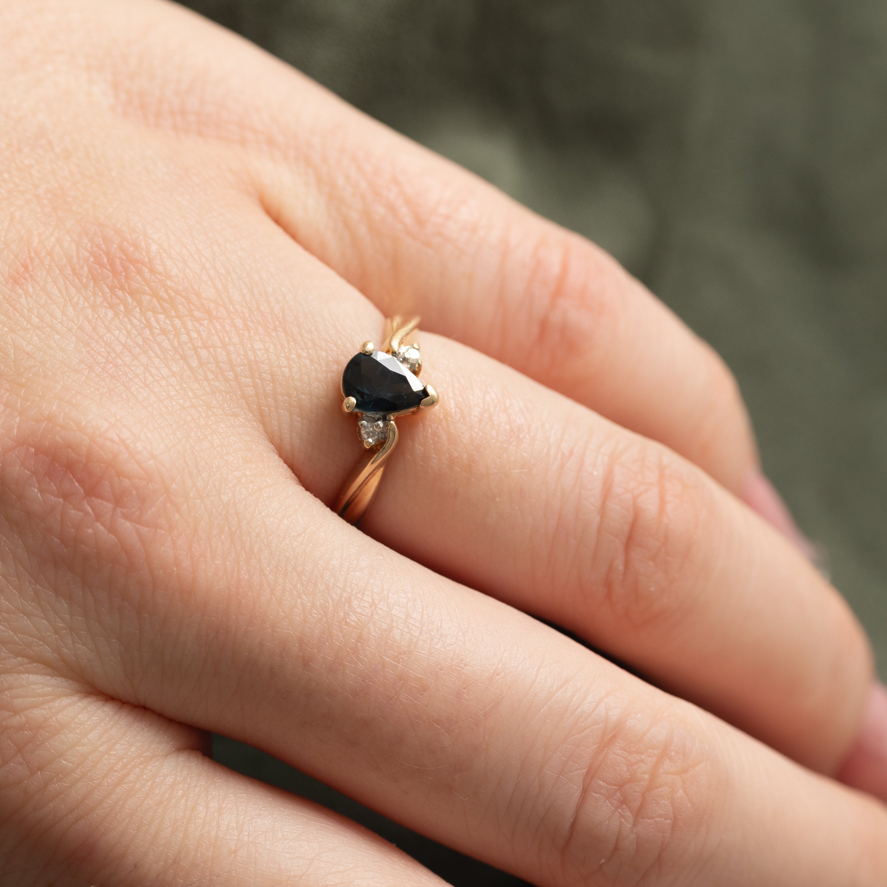 Pear Cut Sapphire & Diamond Accented Ring | 0.54ct, 0.02ctw | SZ 5.0 |