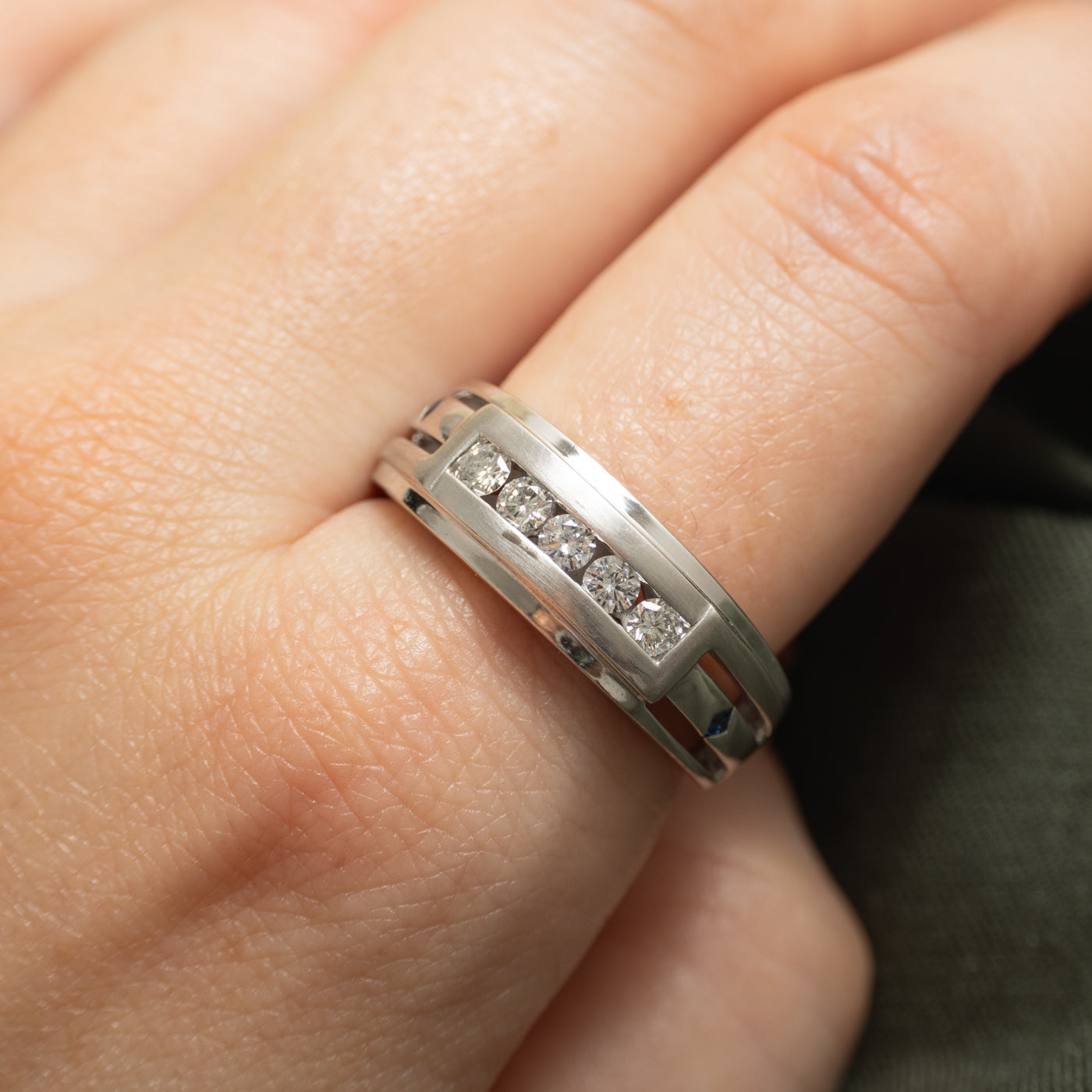 'Vera Wang' Love Channel Set Diamond & Sapphire Band | 0.40ctw, 0.05ctw | SZ 10.25