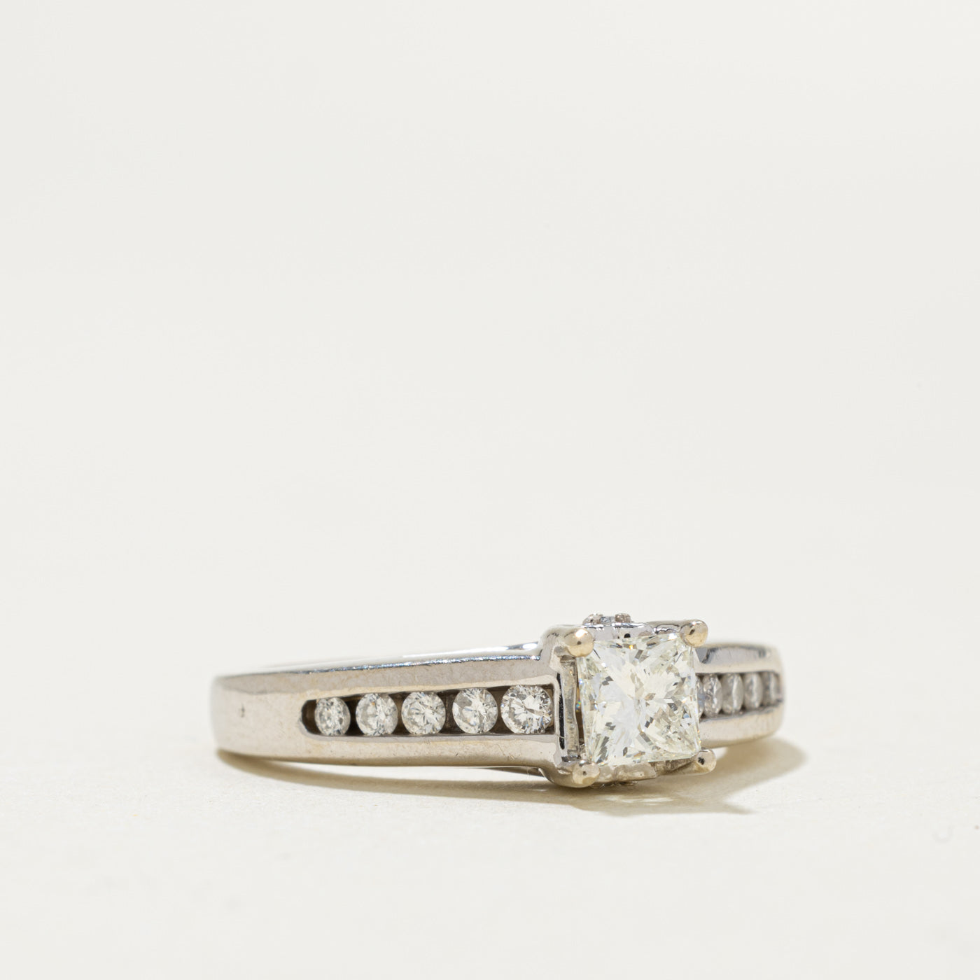 14k Princess Cut Diamond Channel Set Accented Ring | 0.35ct SI2 H, 0.20ctw | SZ 4.5